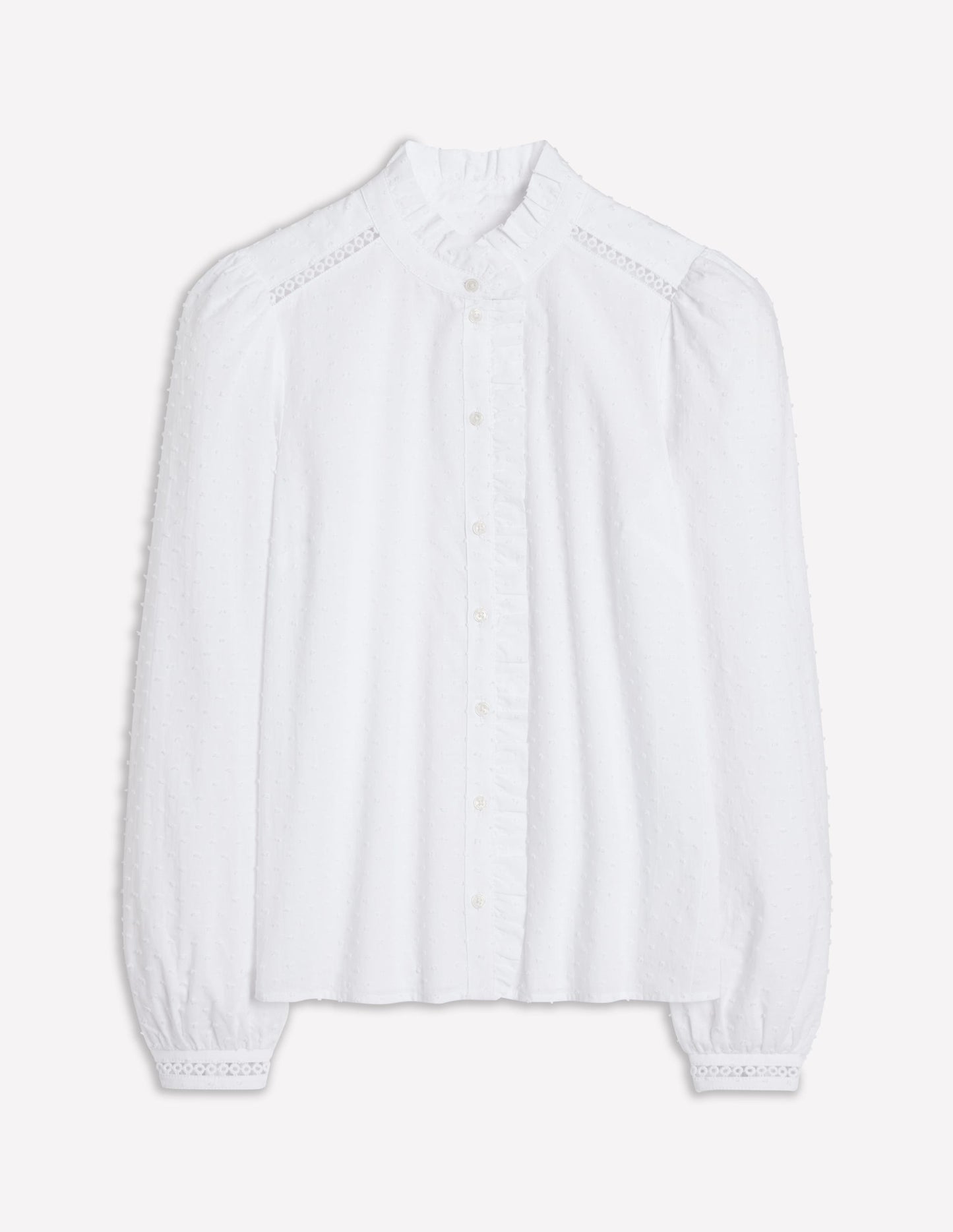 Helena Cotton Dobby Top-White