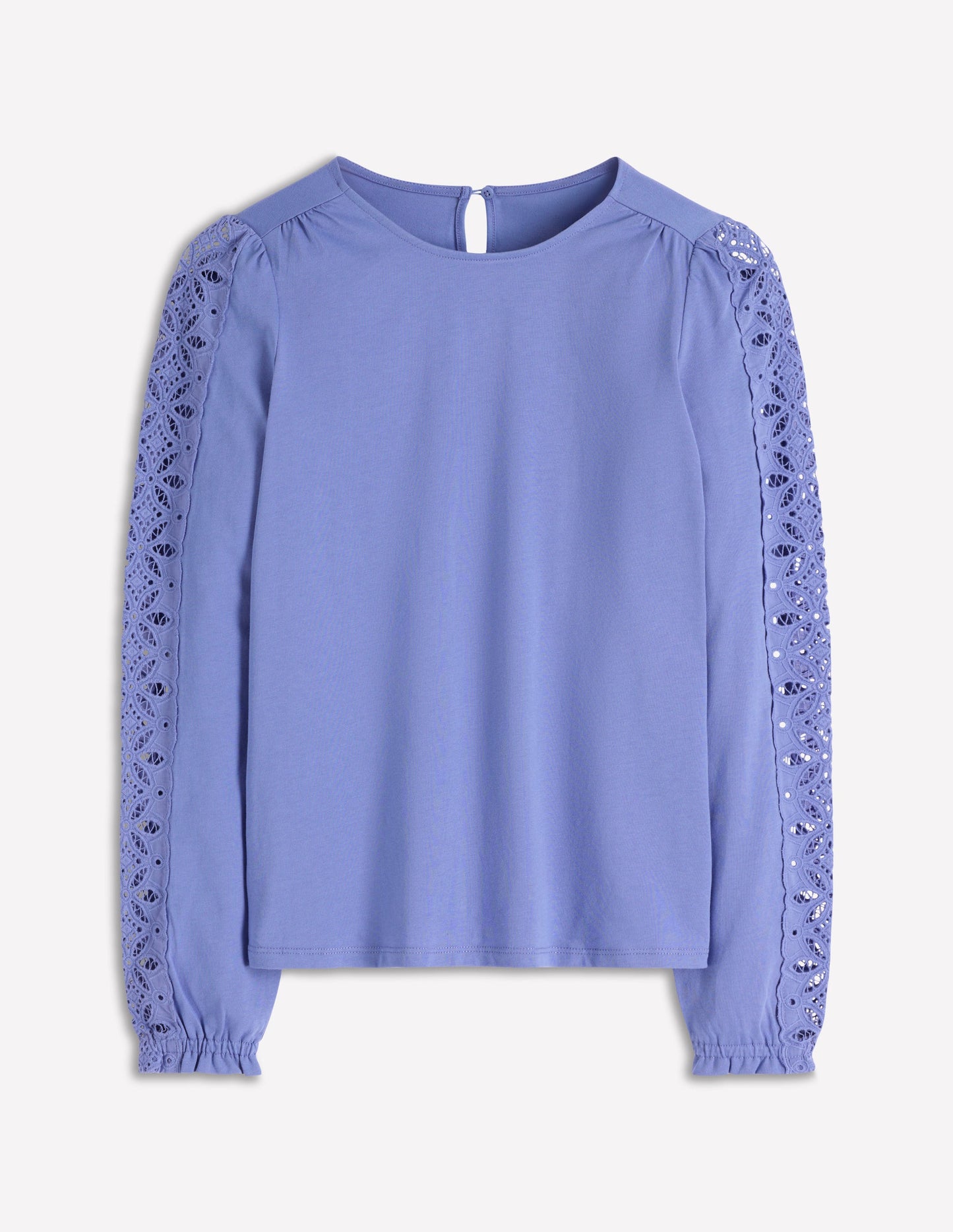 Scarlett Broderie Trim Top-Soft Blue