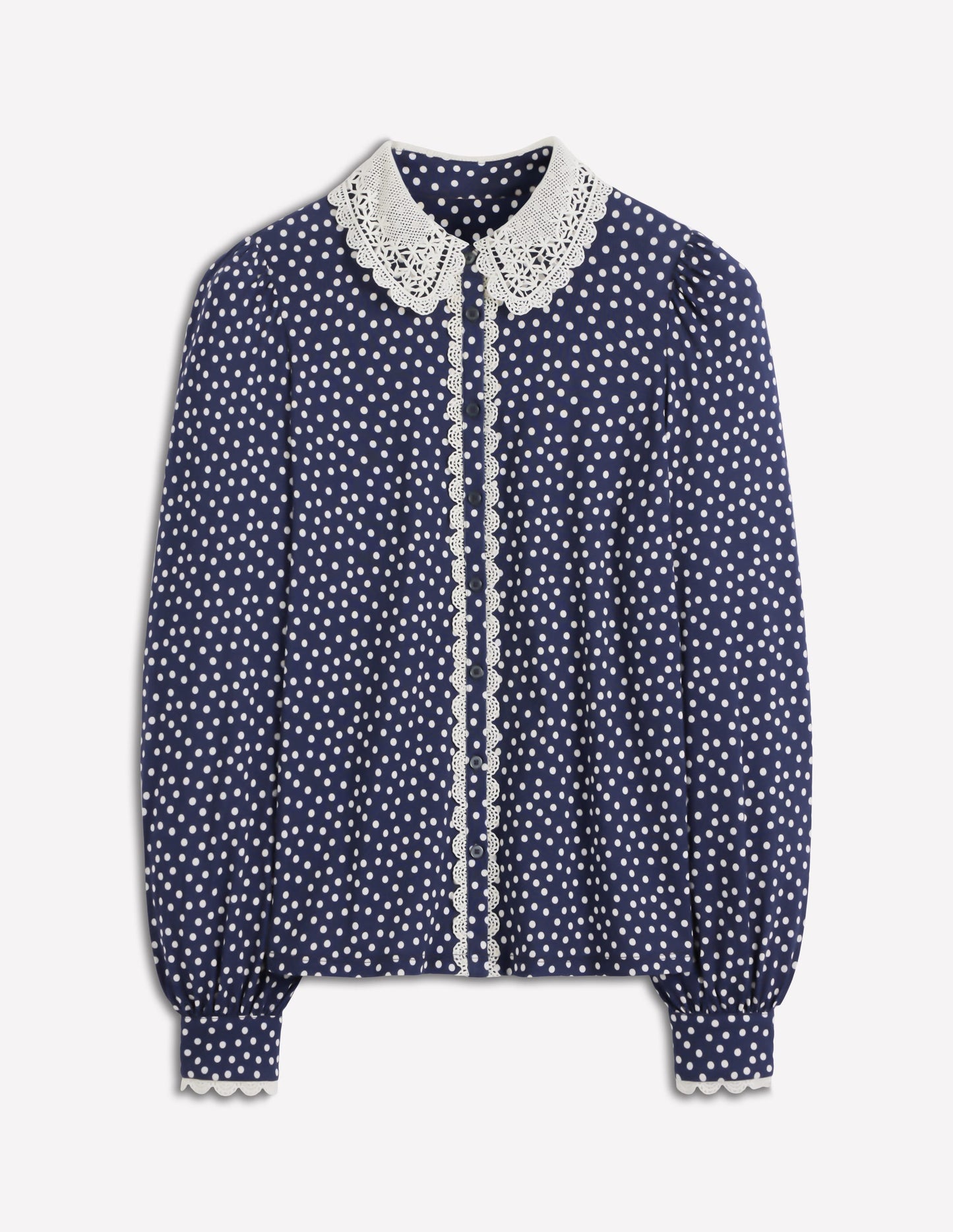 Lace Collar Blouse-Navy