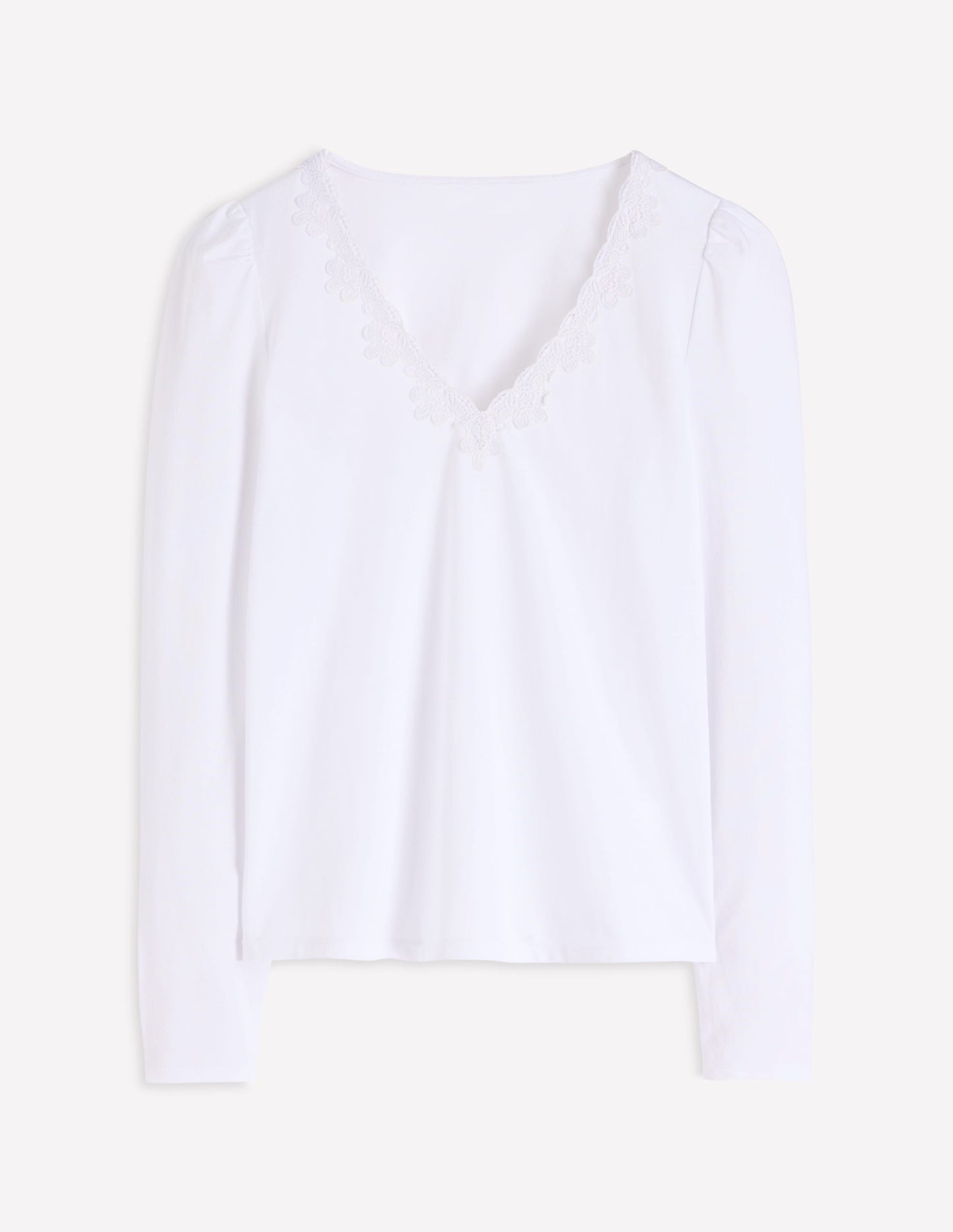 Flora Lace V-neck Top-White