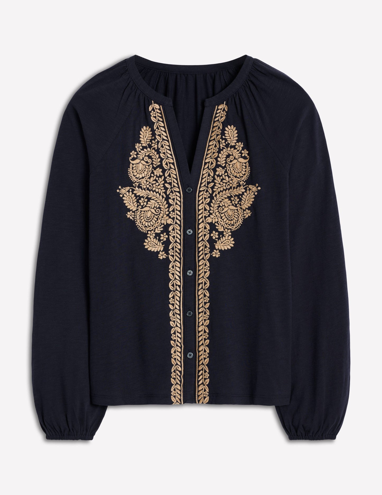 Alma Embroidered Shirt-Navy