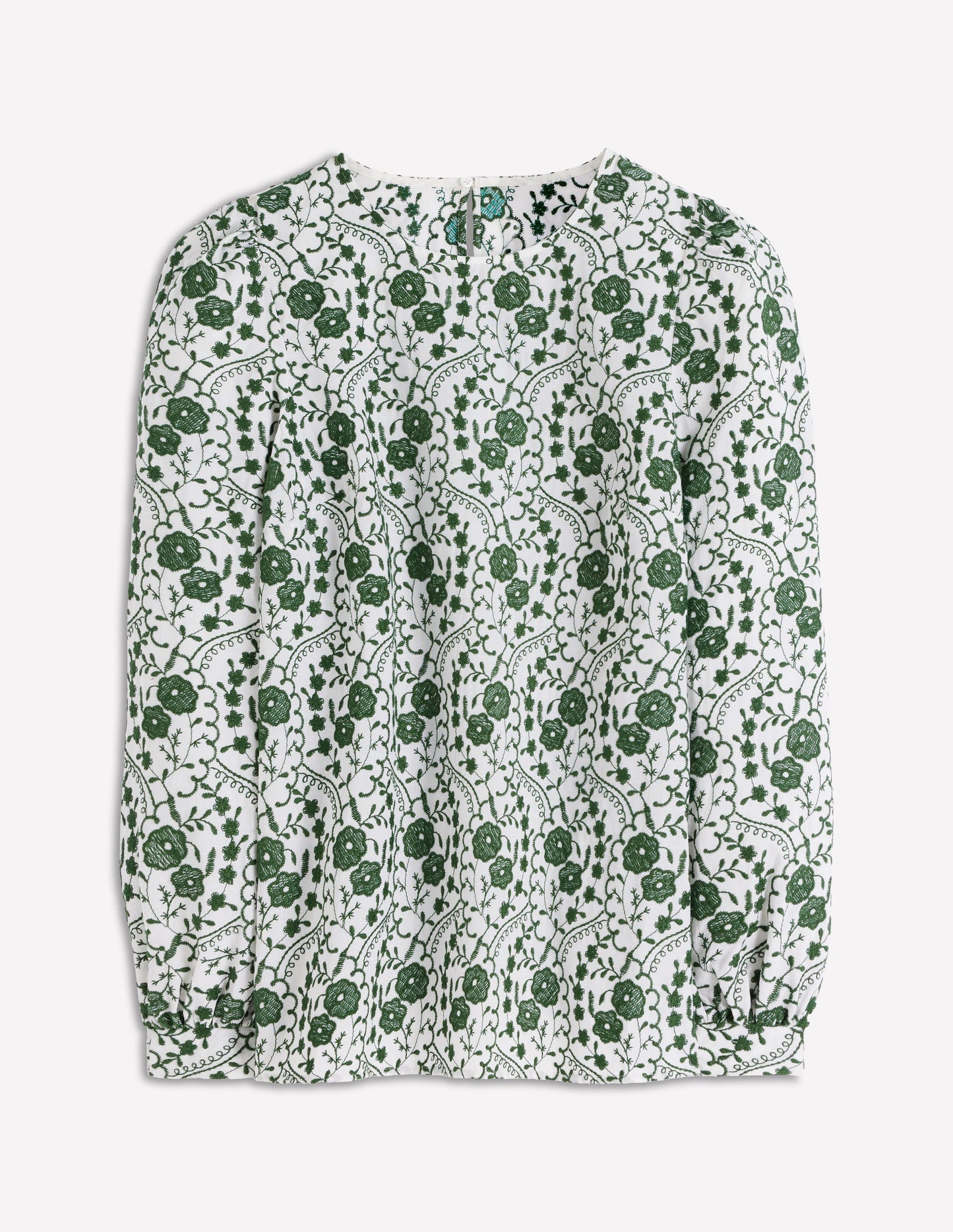 Embroidered Cotton Top-Ivory