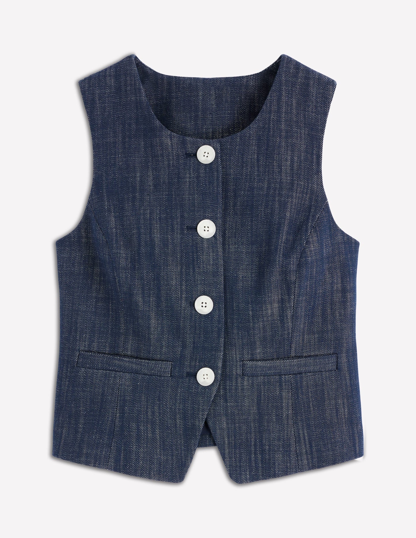 Tailored Twill Waistcoat-Navy, Indigo