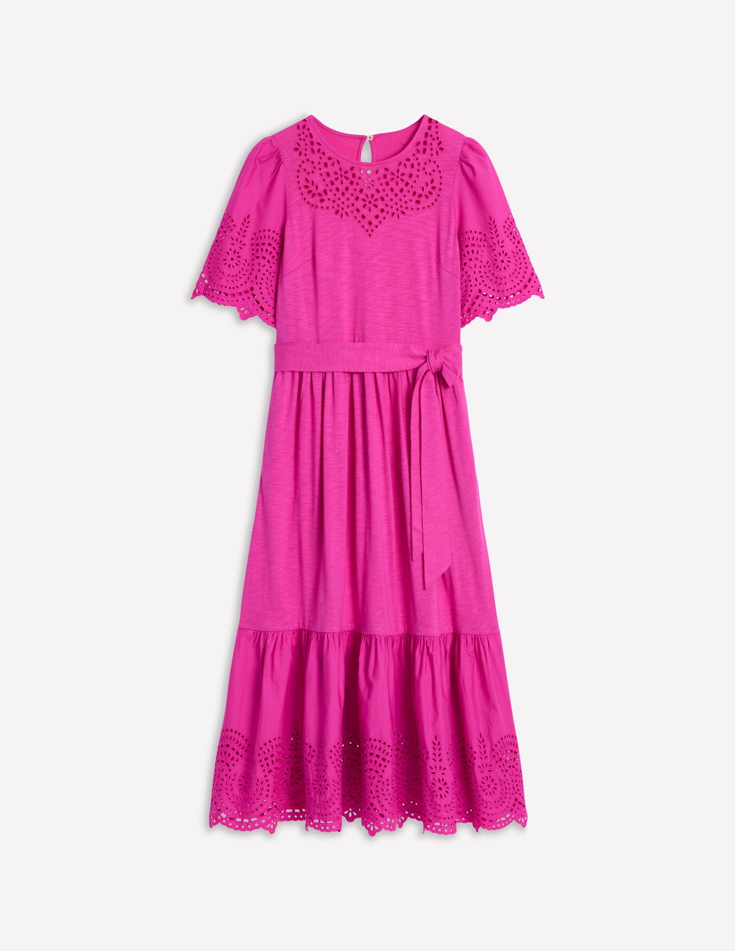 Isabel Broderie Mix maxi Dress-Cosmos Pink