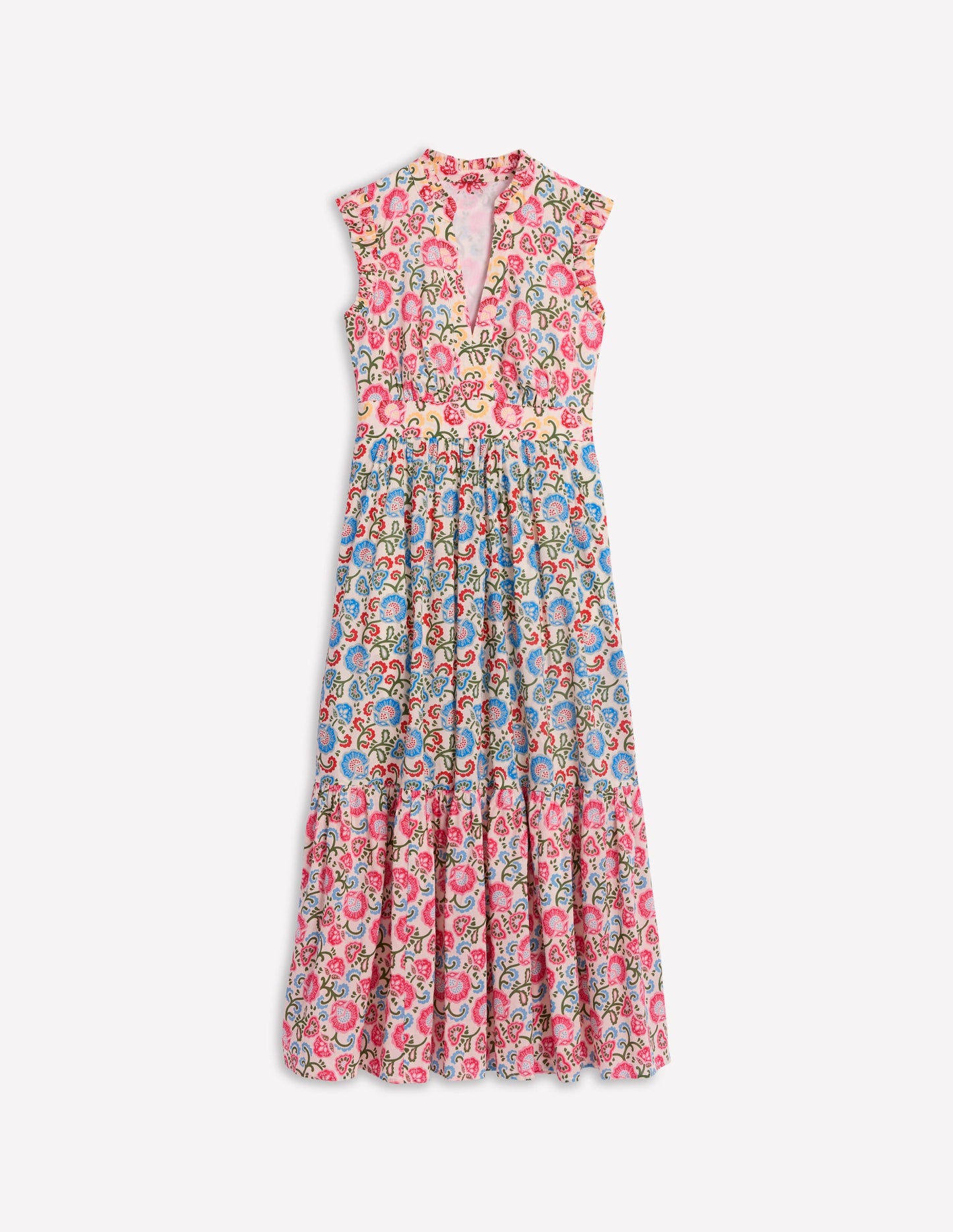 Wren Tiered Midi Dress-Ivory, Garden Vine
