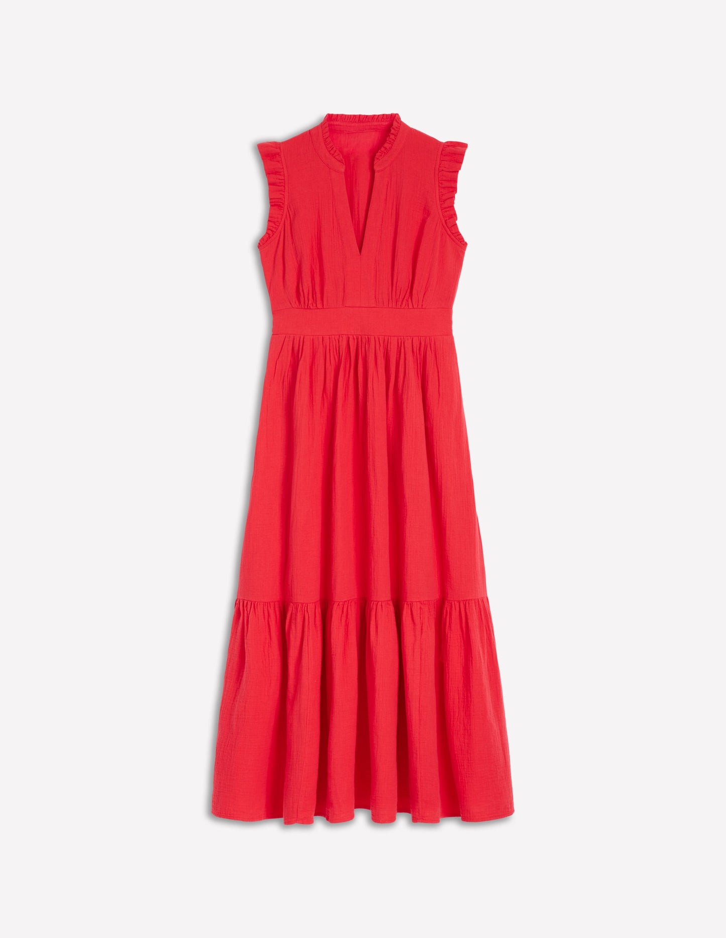 Wren Double Cloth Midi Dress-Strawberry Tart Red