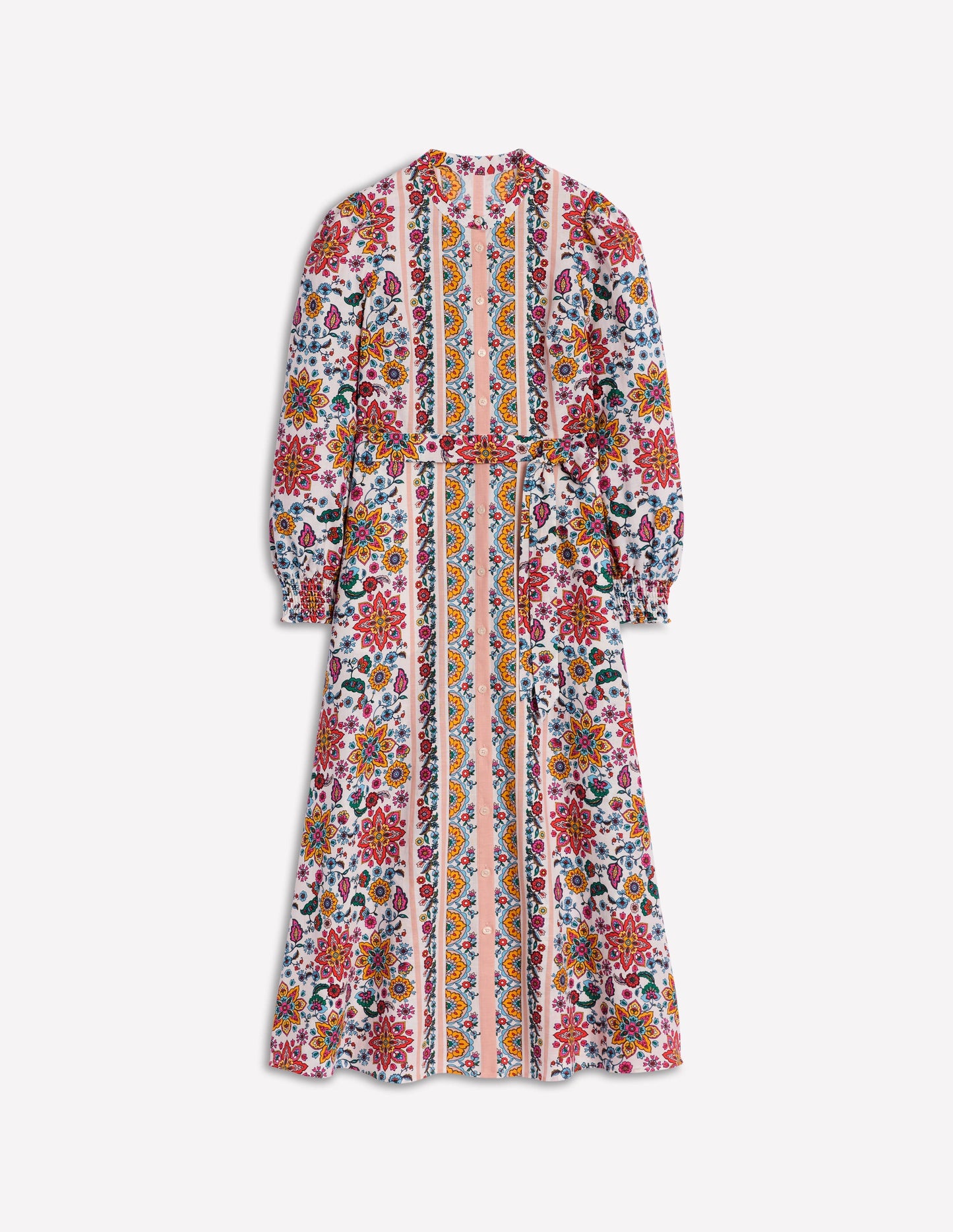 Ruby Linen Blend Shirt Dress-Ivory, Botanical Sprig