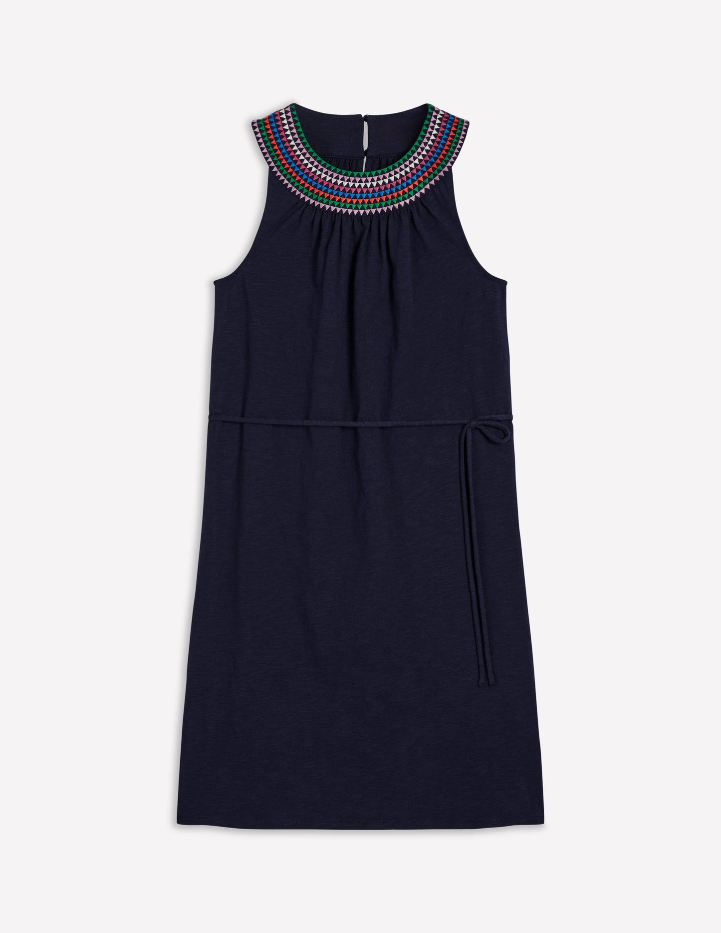 Eleni Embroidered Short Dress-Navy