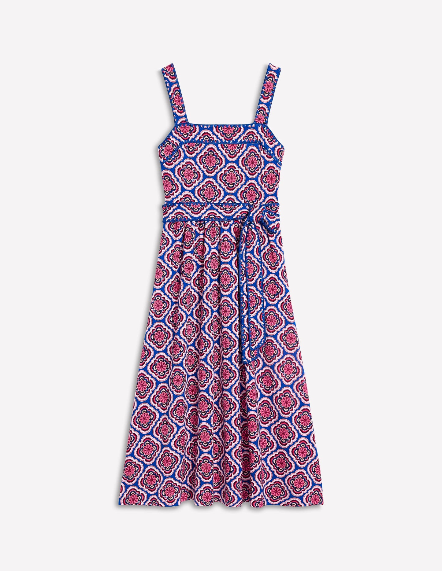 Square Neck Seam Midi Dress-Multi, Botanic Blush