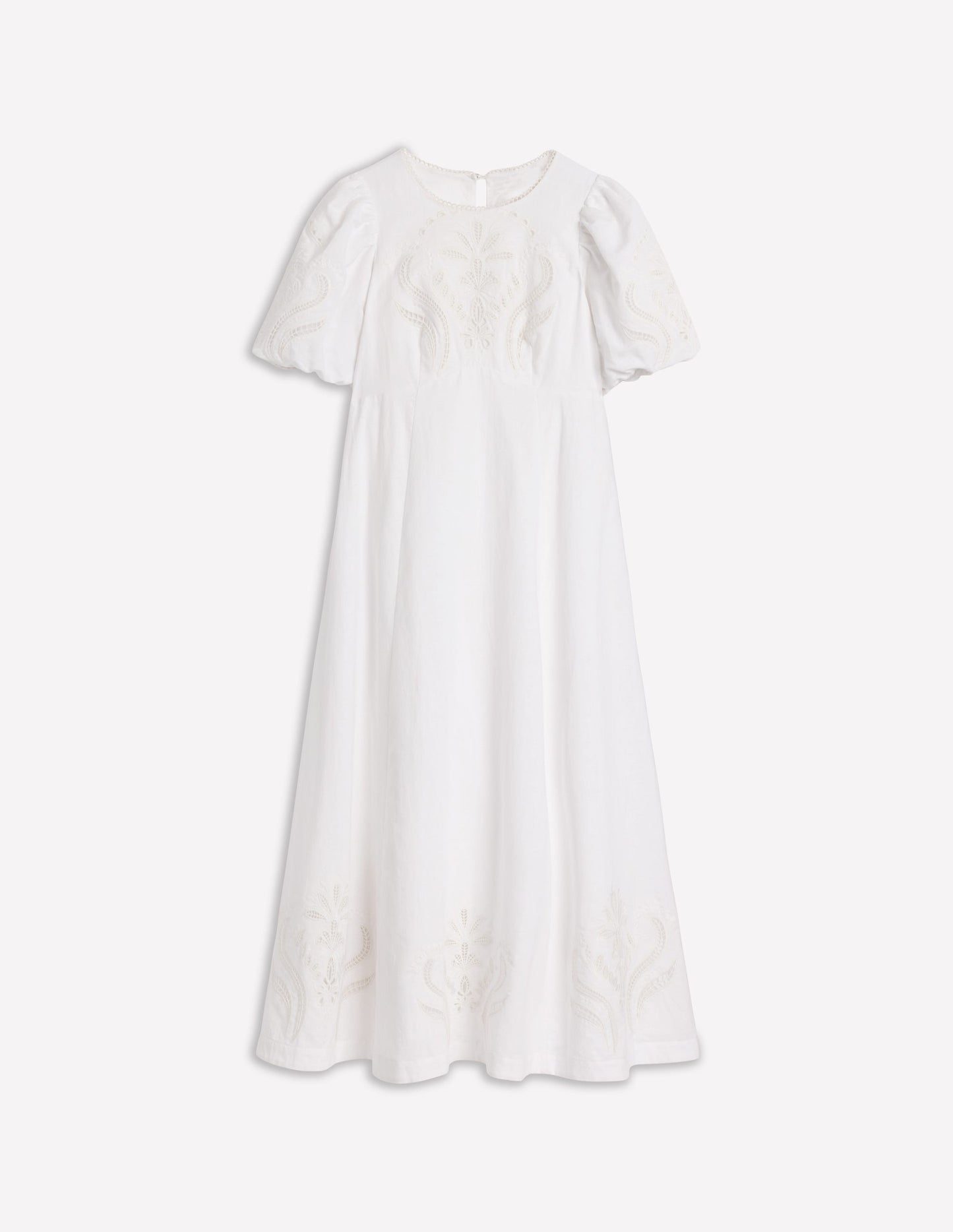 Empire Broderie Tea Dress-White