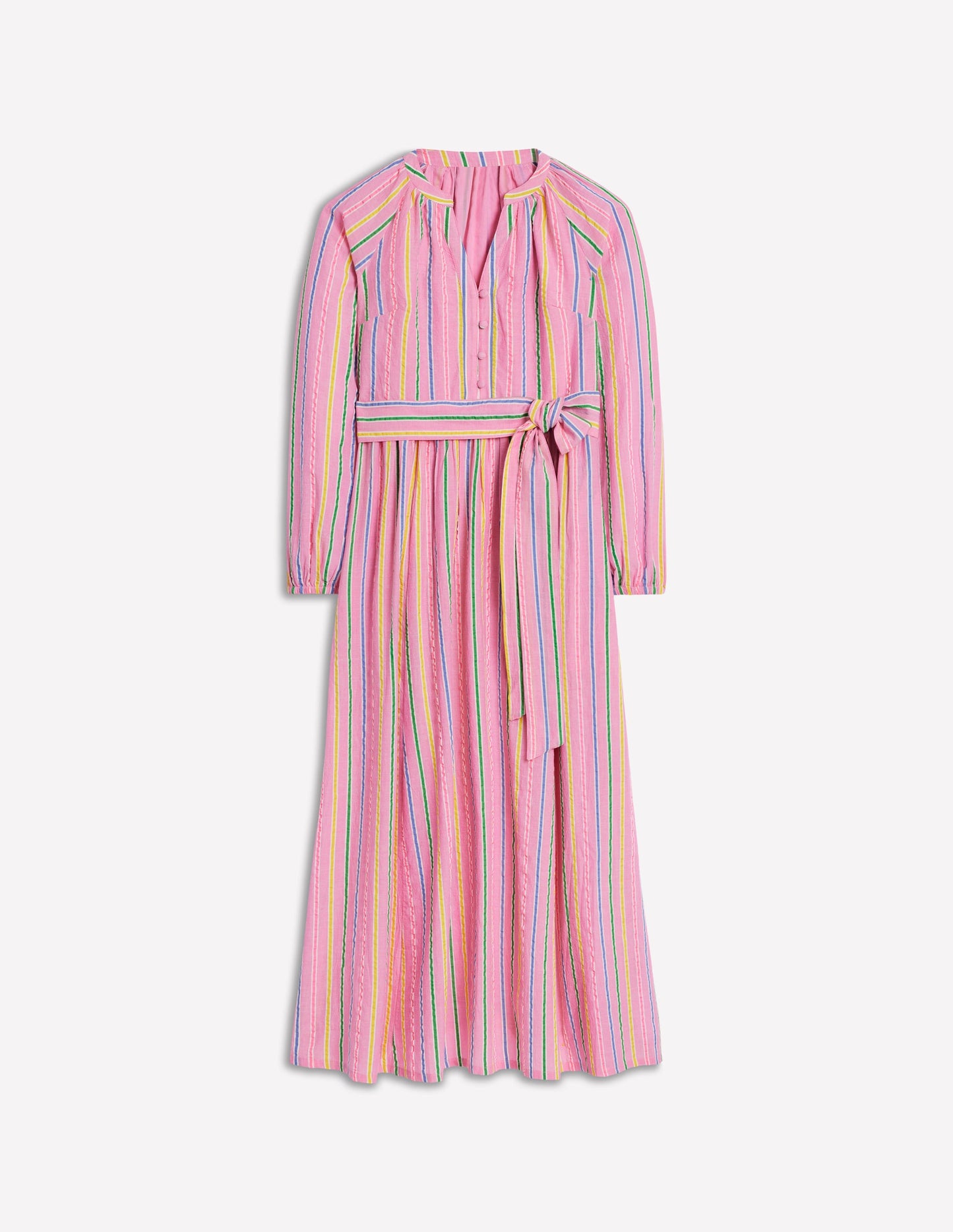 Faye Cotton Maxi Dress-Sorbet Pink, Seersucker Stripe