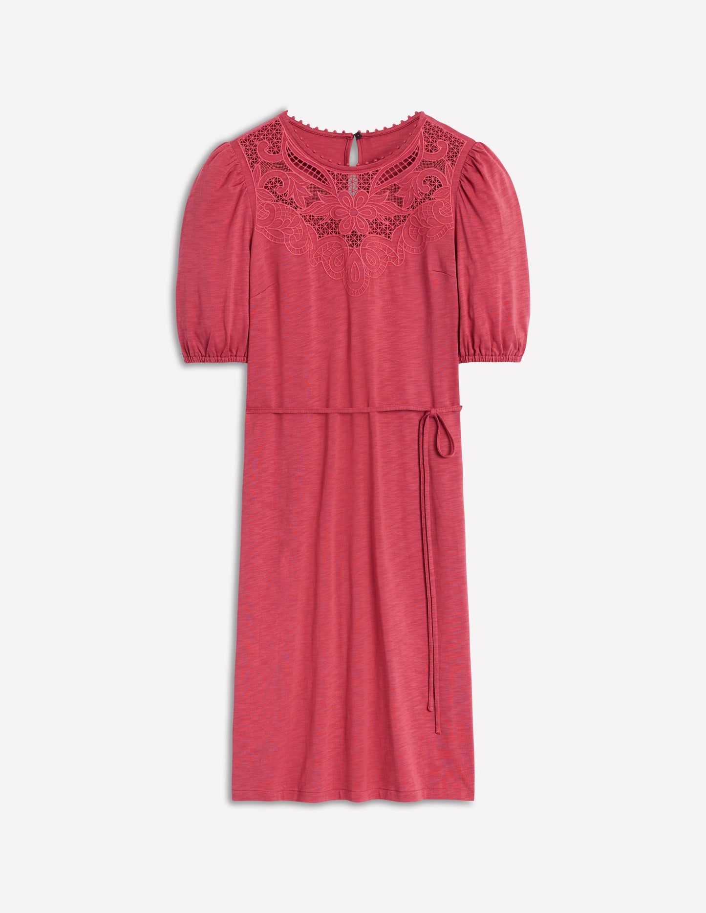 Cutwork Detail Short Dress-Terracotta