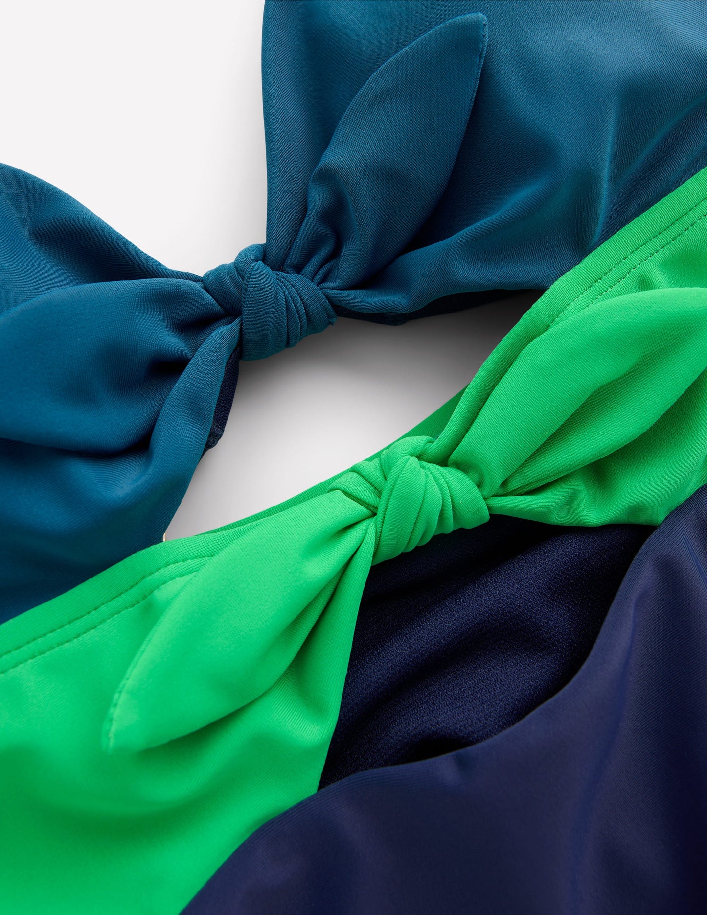 Tie Front Swimsuit-Navy/ Bright Green/ Blue
