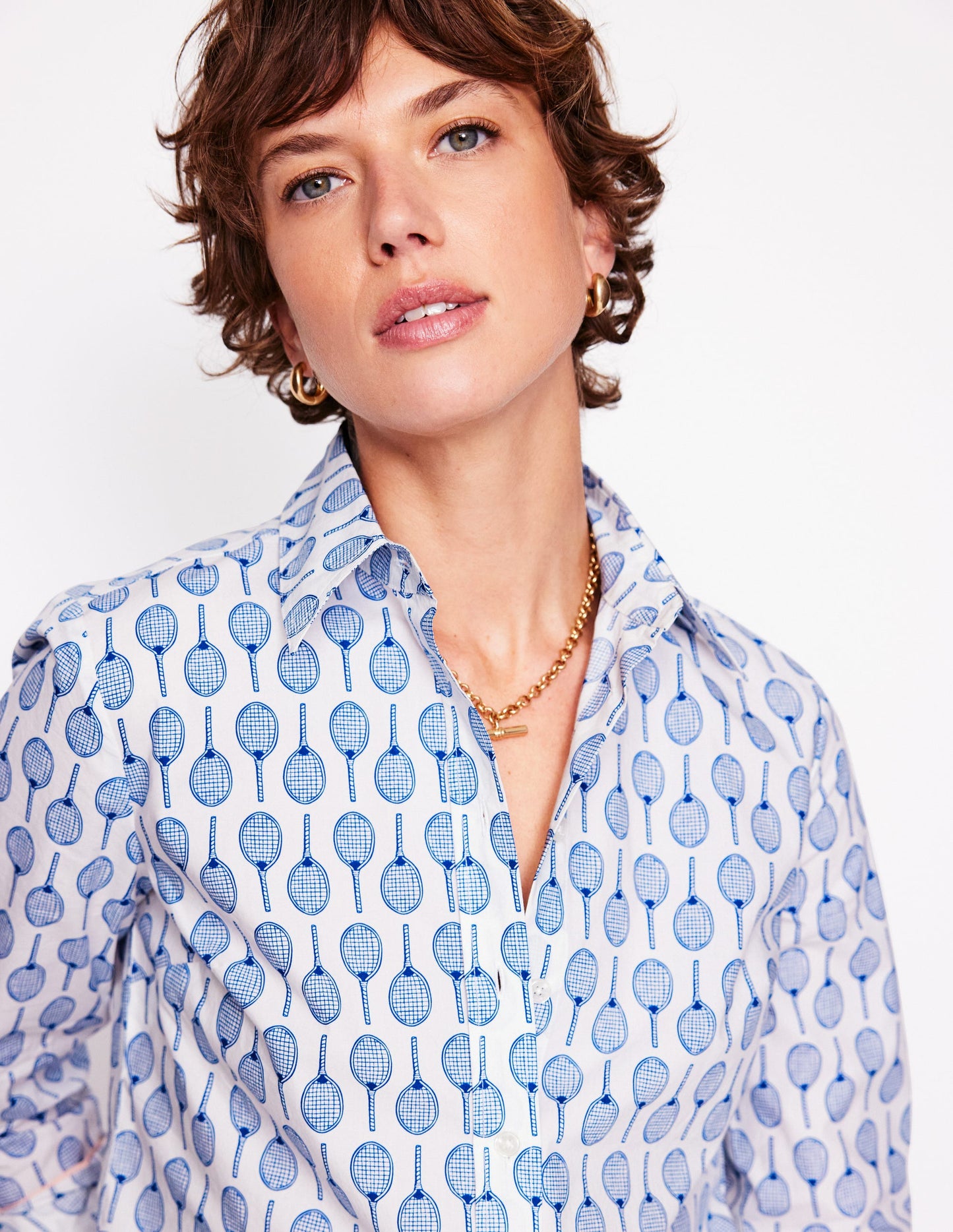 Sienna Cotton Shirt-Ivory, Tennis