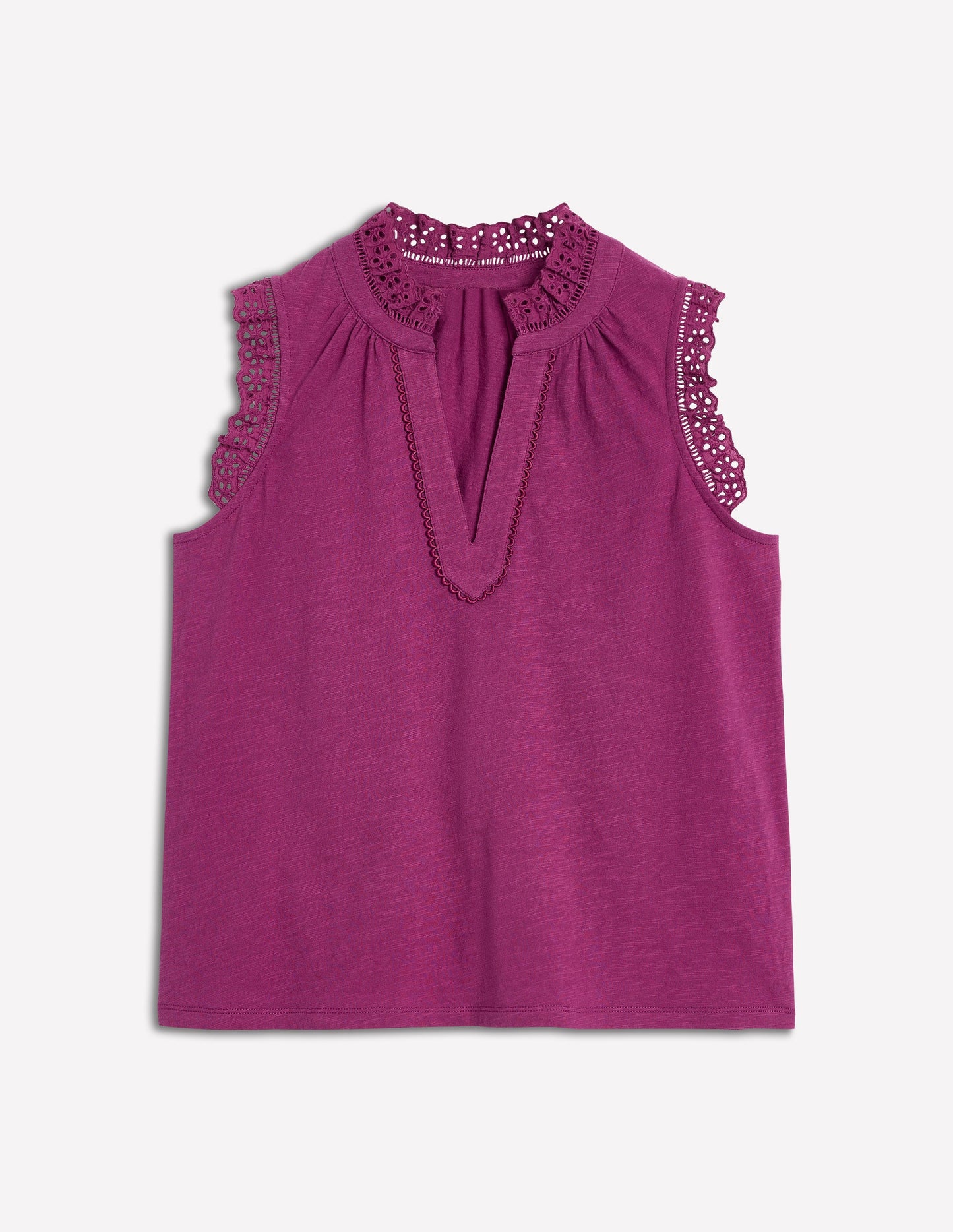 Aria Broderie Trim Vest-Rich Magenta