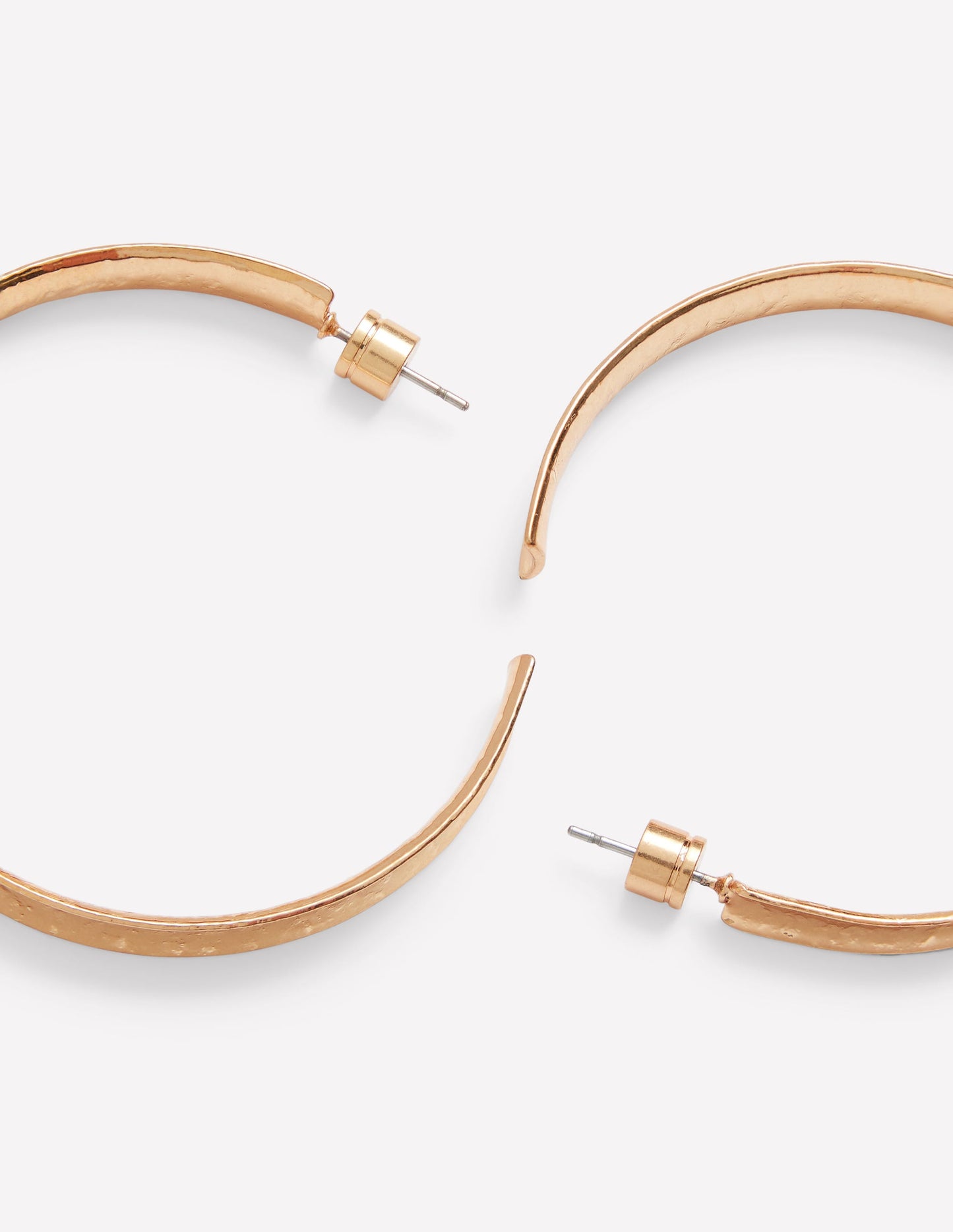 Large Hammered Hoop Earrings-Gold Colour