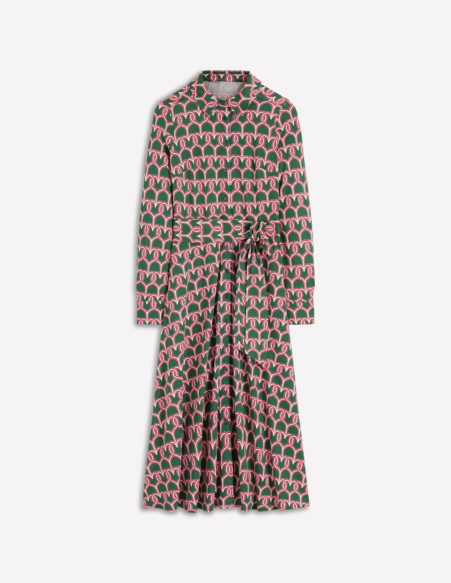 Marcia Jersey Shirt Dress-Hunter Green, Heart Link