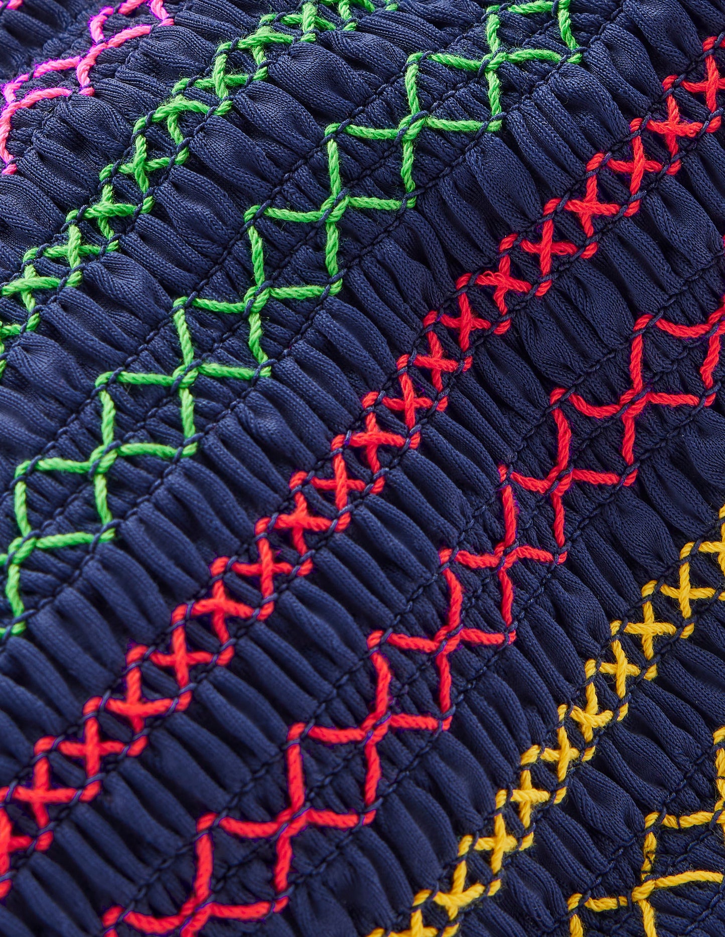 Milos Smocked Bikini Top-Navy