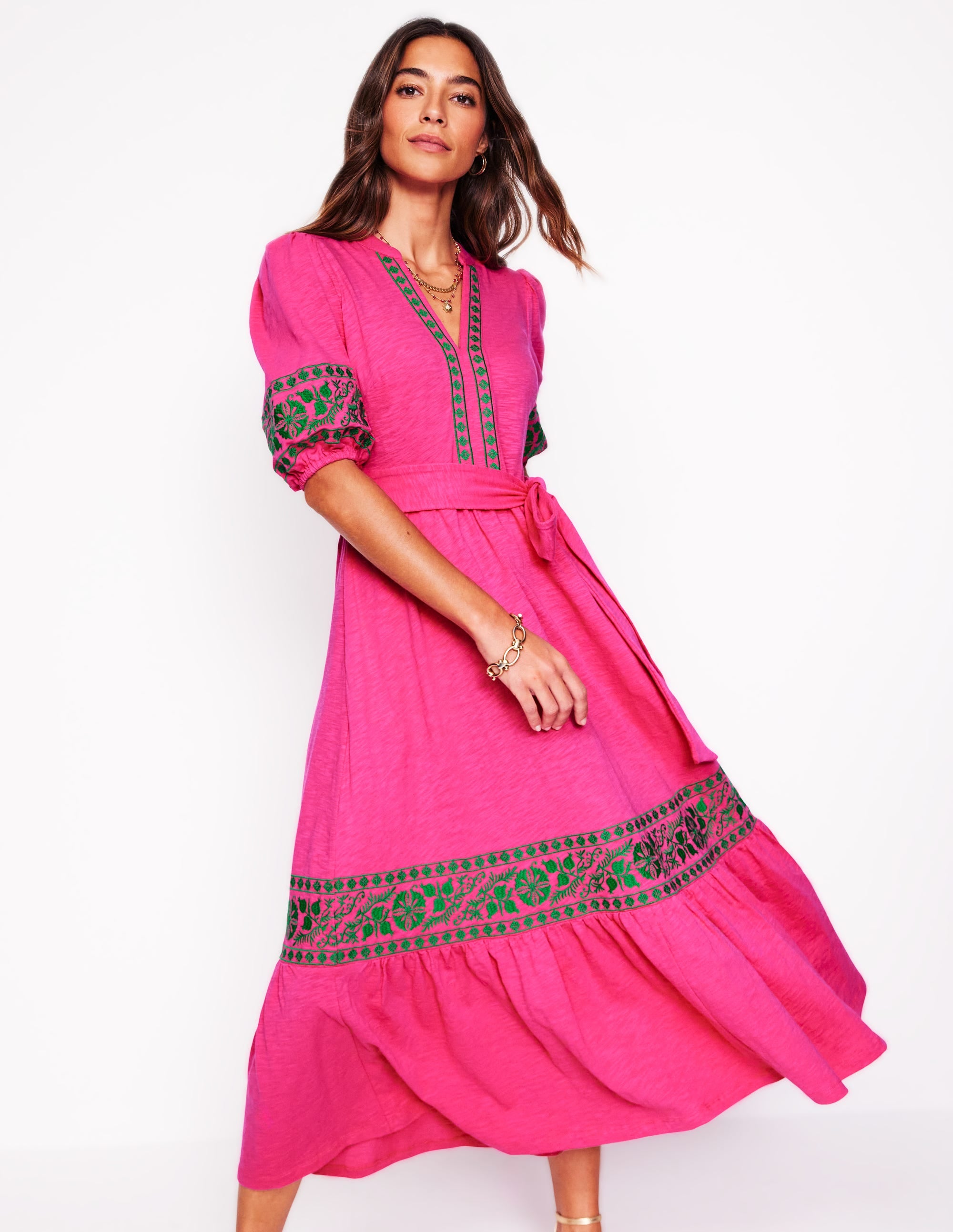 Amara Embroidered Jersey Dress