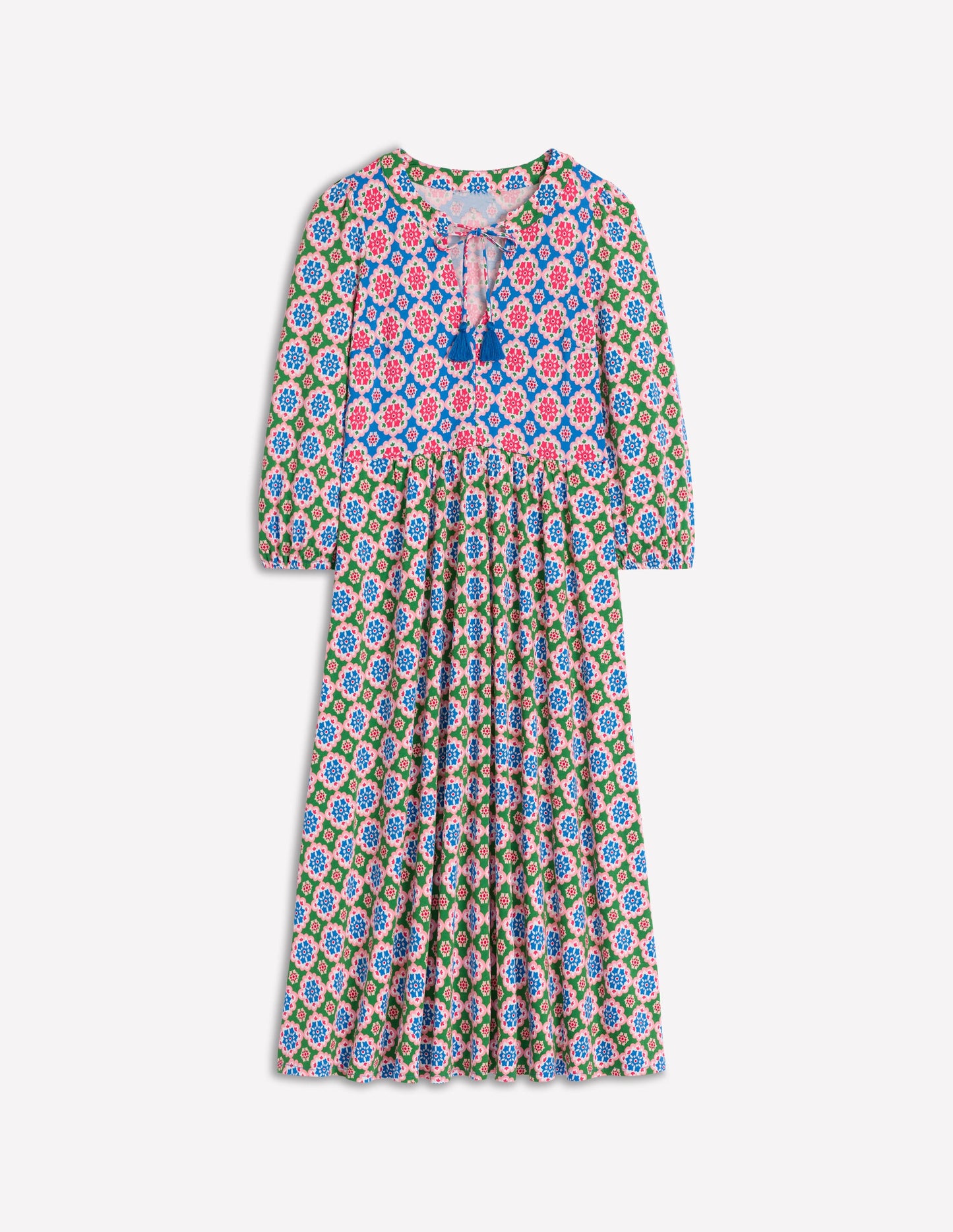 Notch Neck Midi Dress-Multi, Bloom Geo