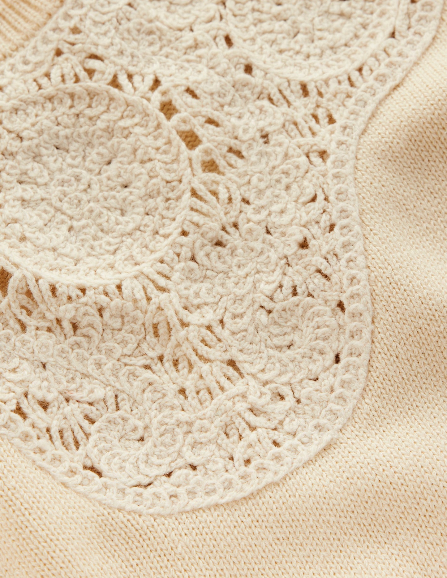 Embroidered Yoke Knitted Tee-Warm Ivory