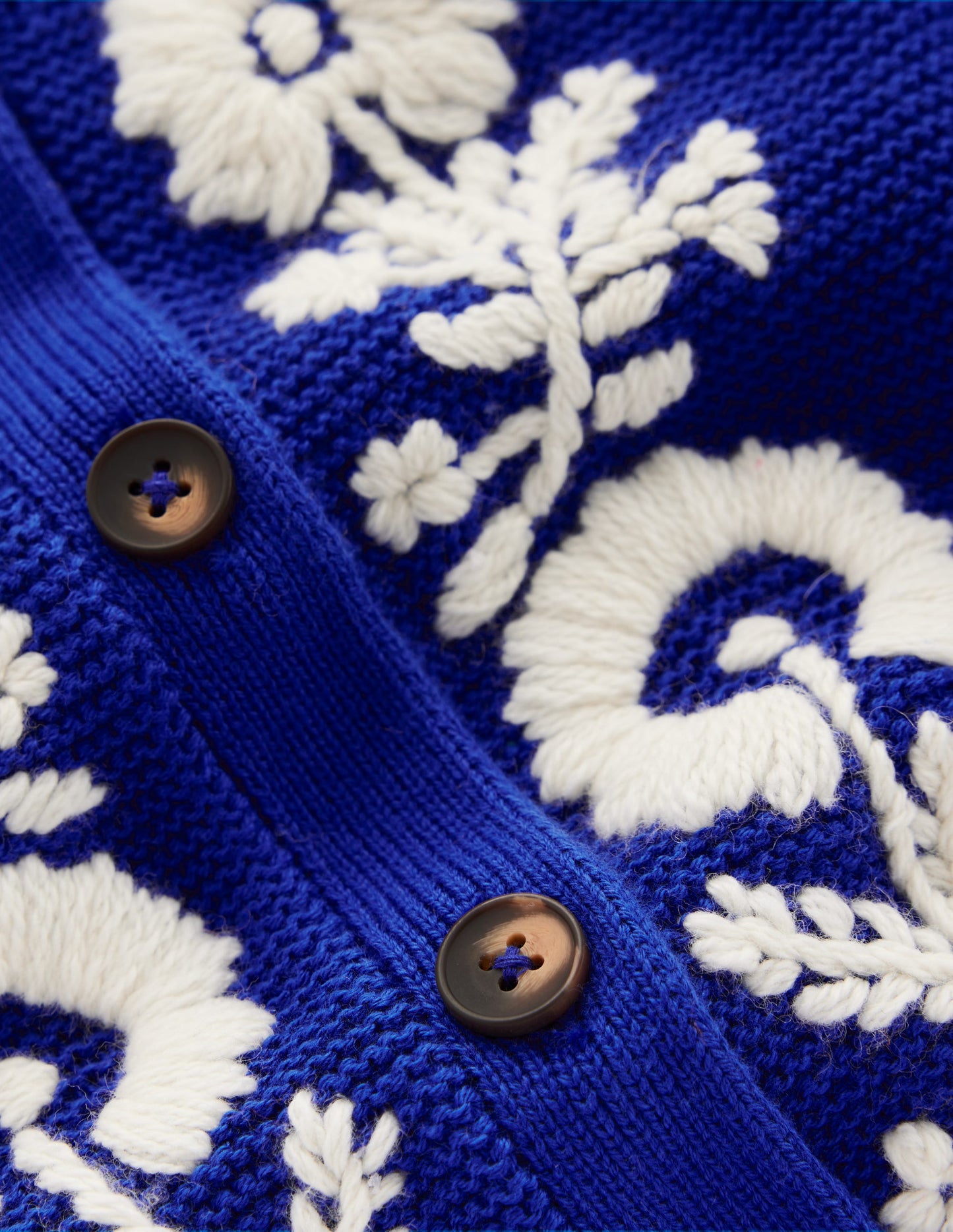 Embroidered T-Shirt Cardigan-Bright Blue, Flowers
