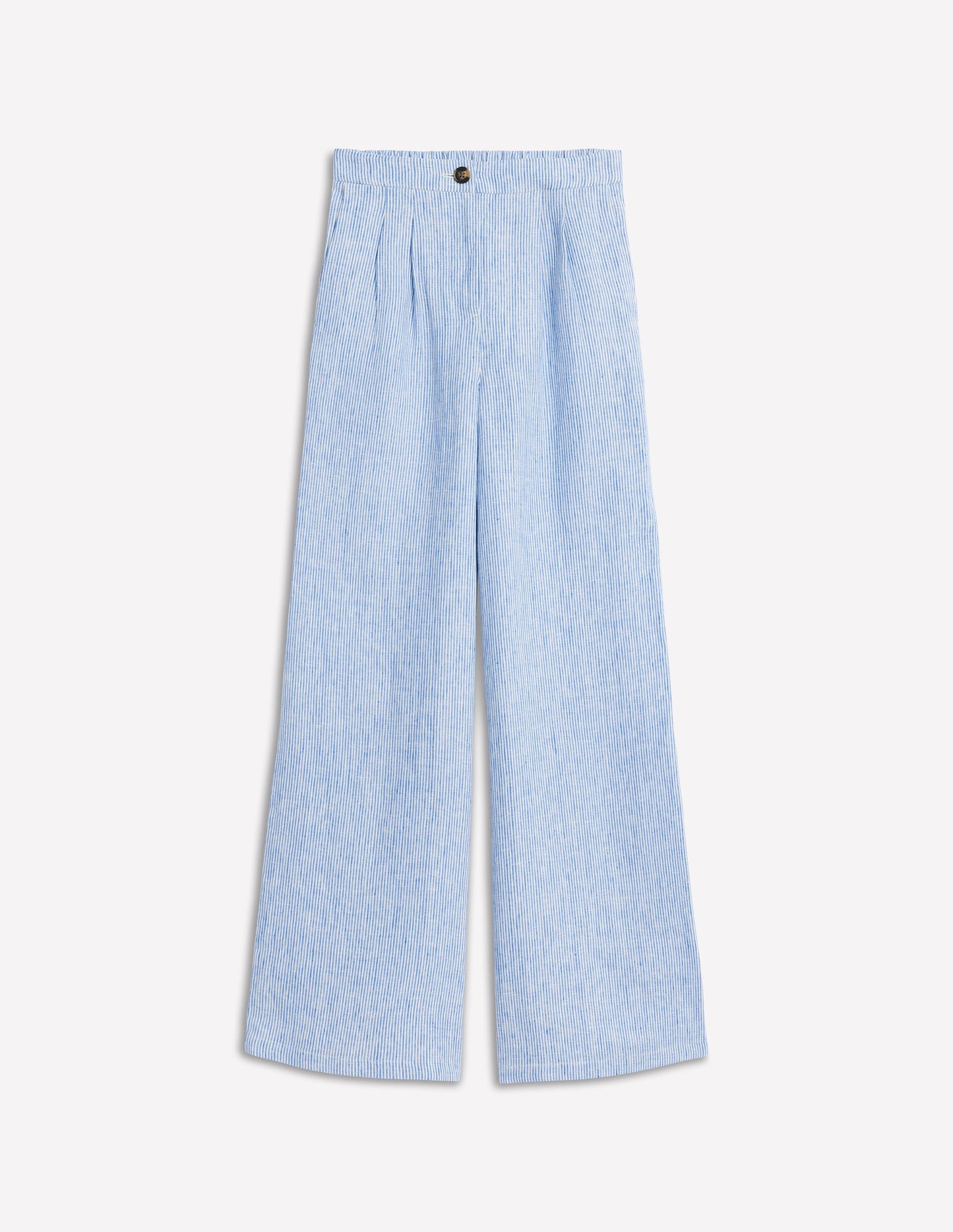Dulwich Linen Trousers-Kingfisher Blue Fine Stripe