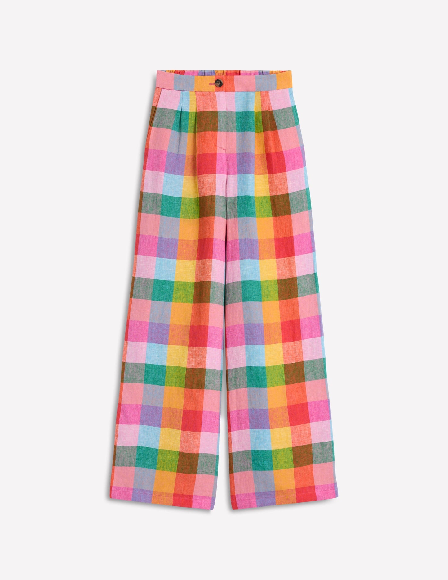 Dulwich Linen Trousers-Rainbow Multigingham