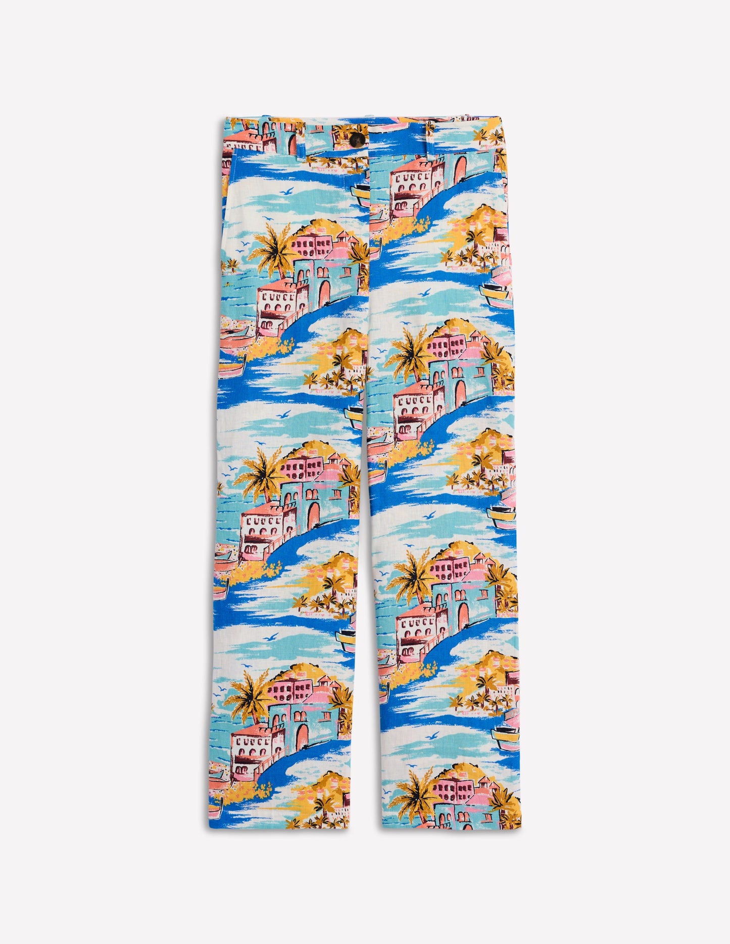 Westbourne Crop Linen Trousers-Multi, Paradise Bay