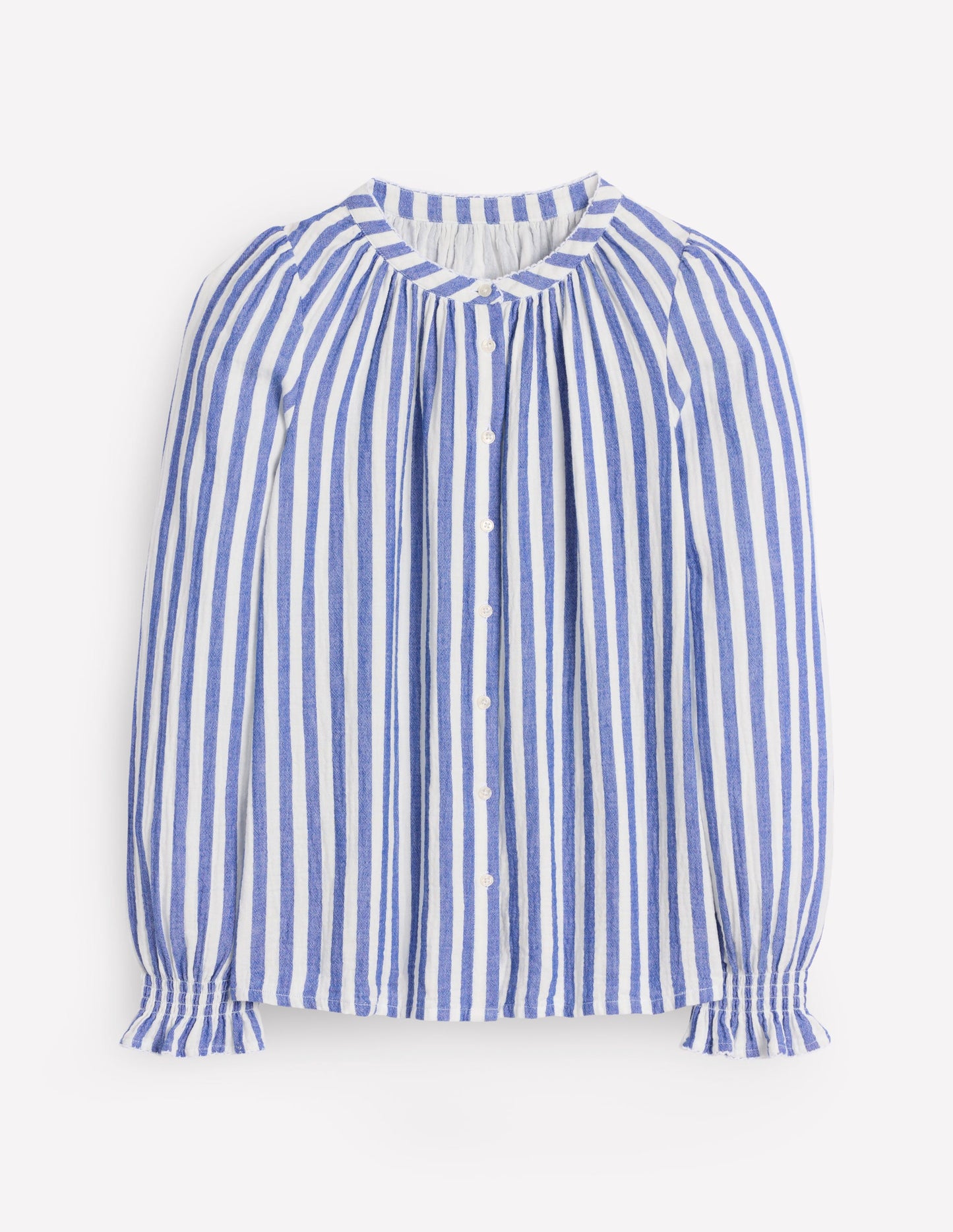 Evie Double Cloth Top-Bright Blue Stripe