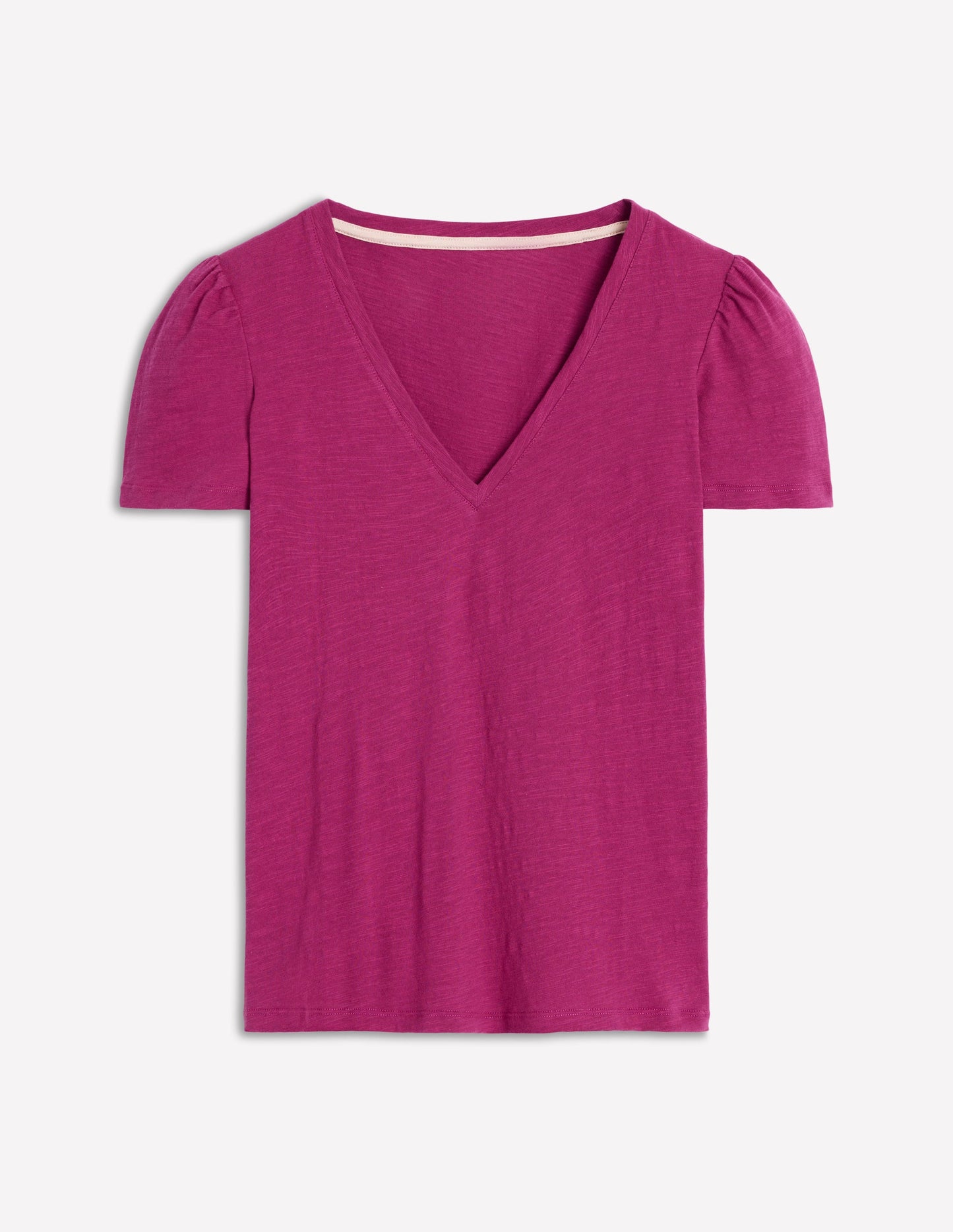 V Neck Slub T-shirt-Rich Magenta