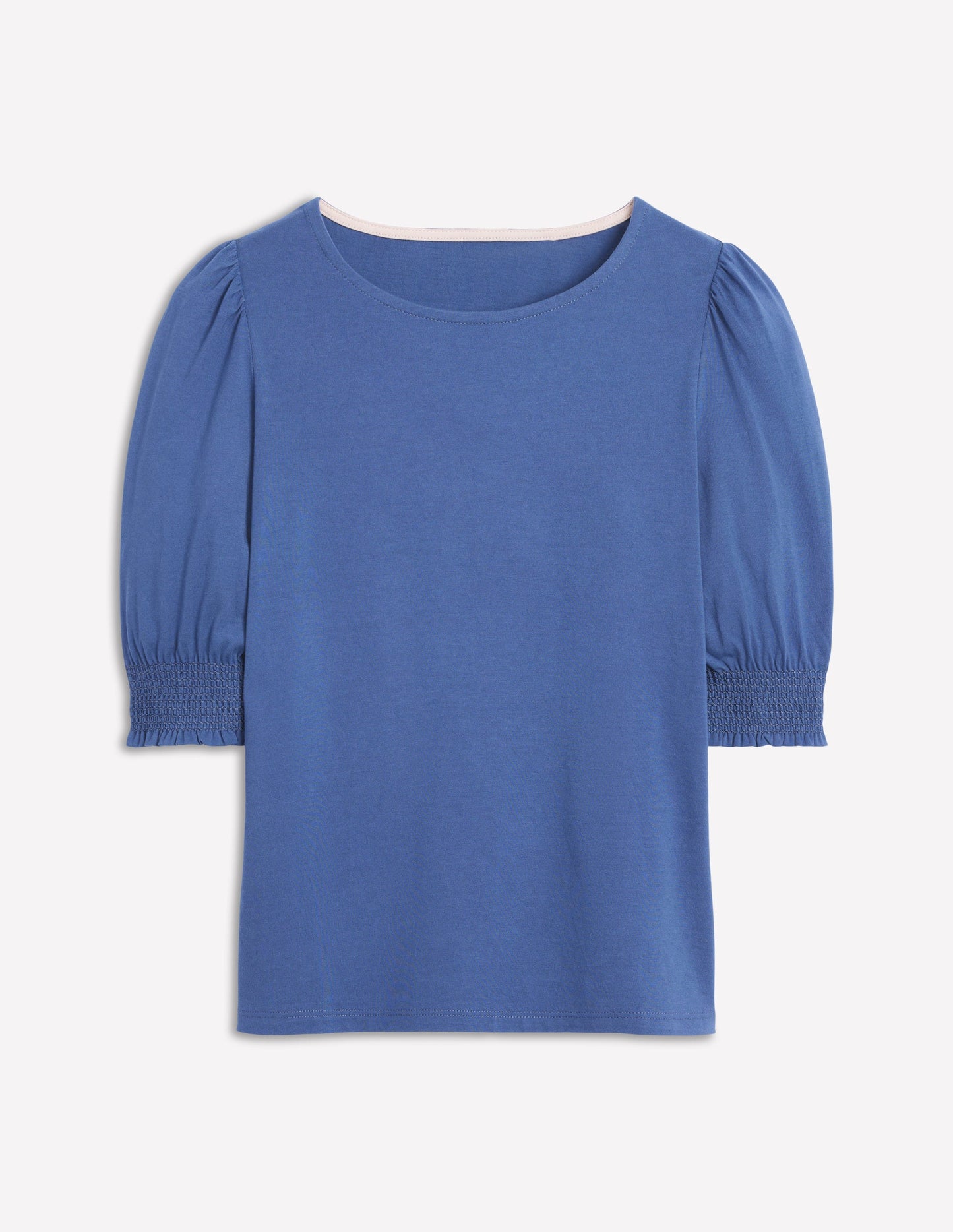 Short Sleeve Smocked Cuff Top-Denim Blue