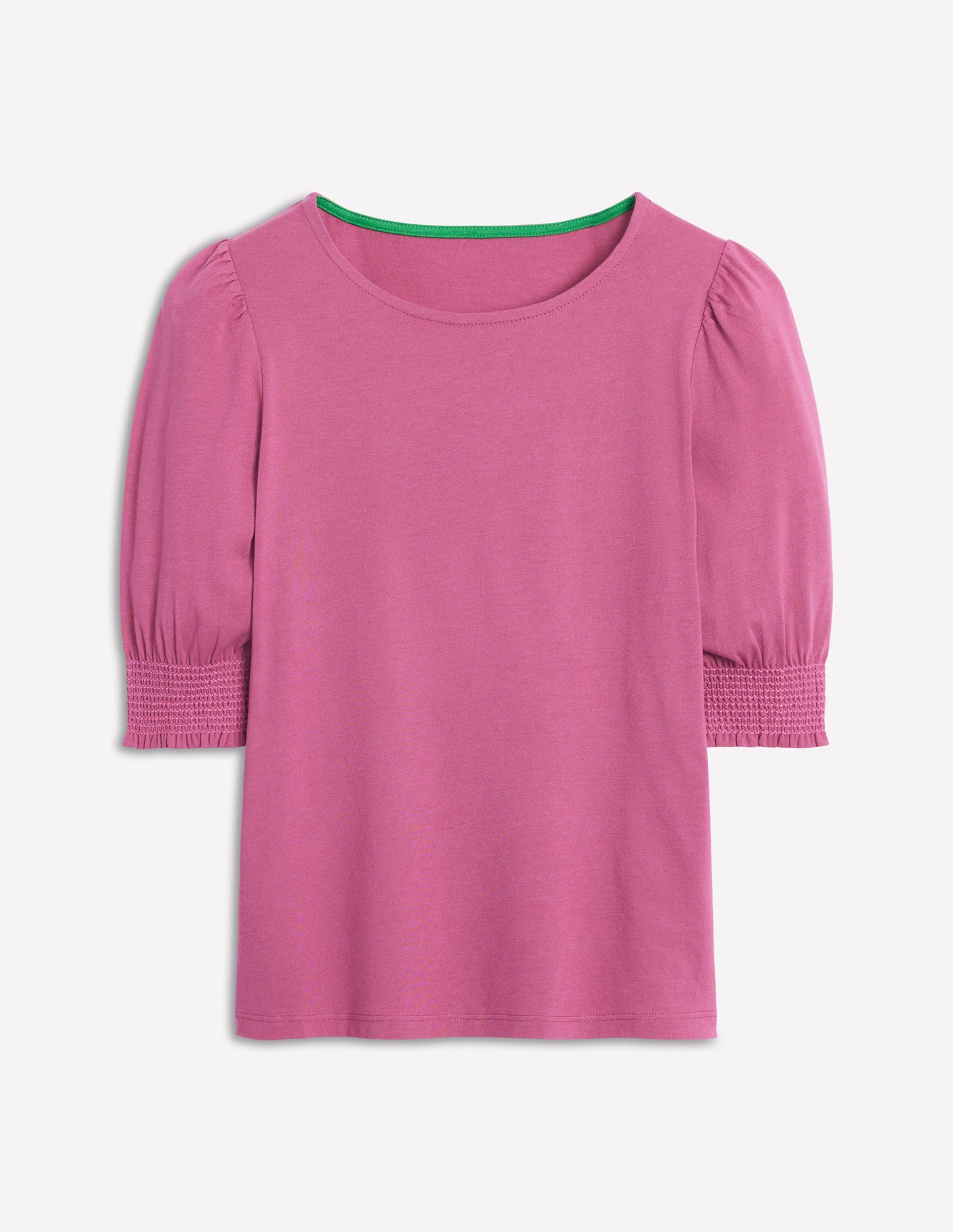 Short Sleeve Smocked Cuff Top-Purple Damson