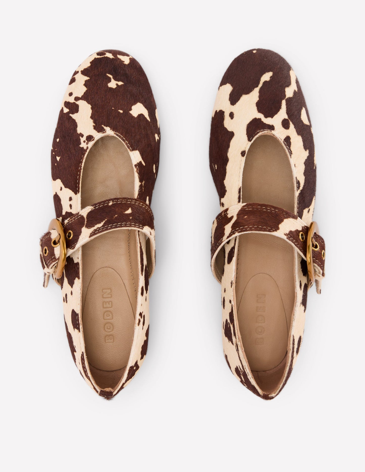 Kylie Flat Buckle Mary Janes-Brown/Ivory