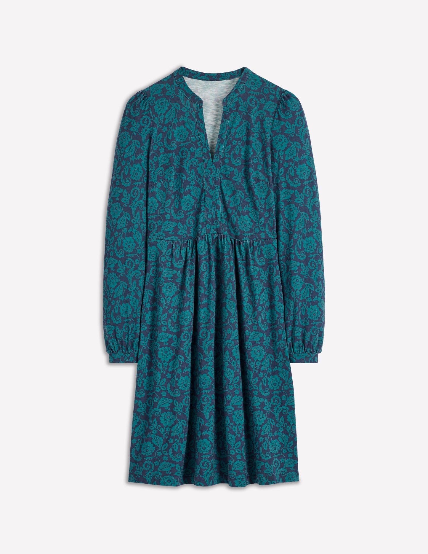 Naomi Relaxed Jersey Dress-Midnight Ocean, Ornate Flora