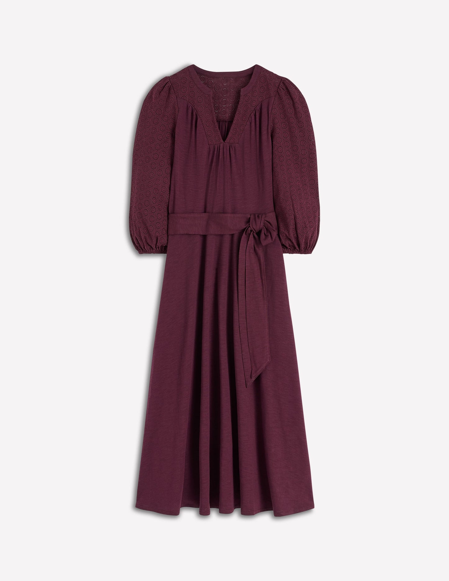 Eden Broderie Jersey Dress-Dark Cherry