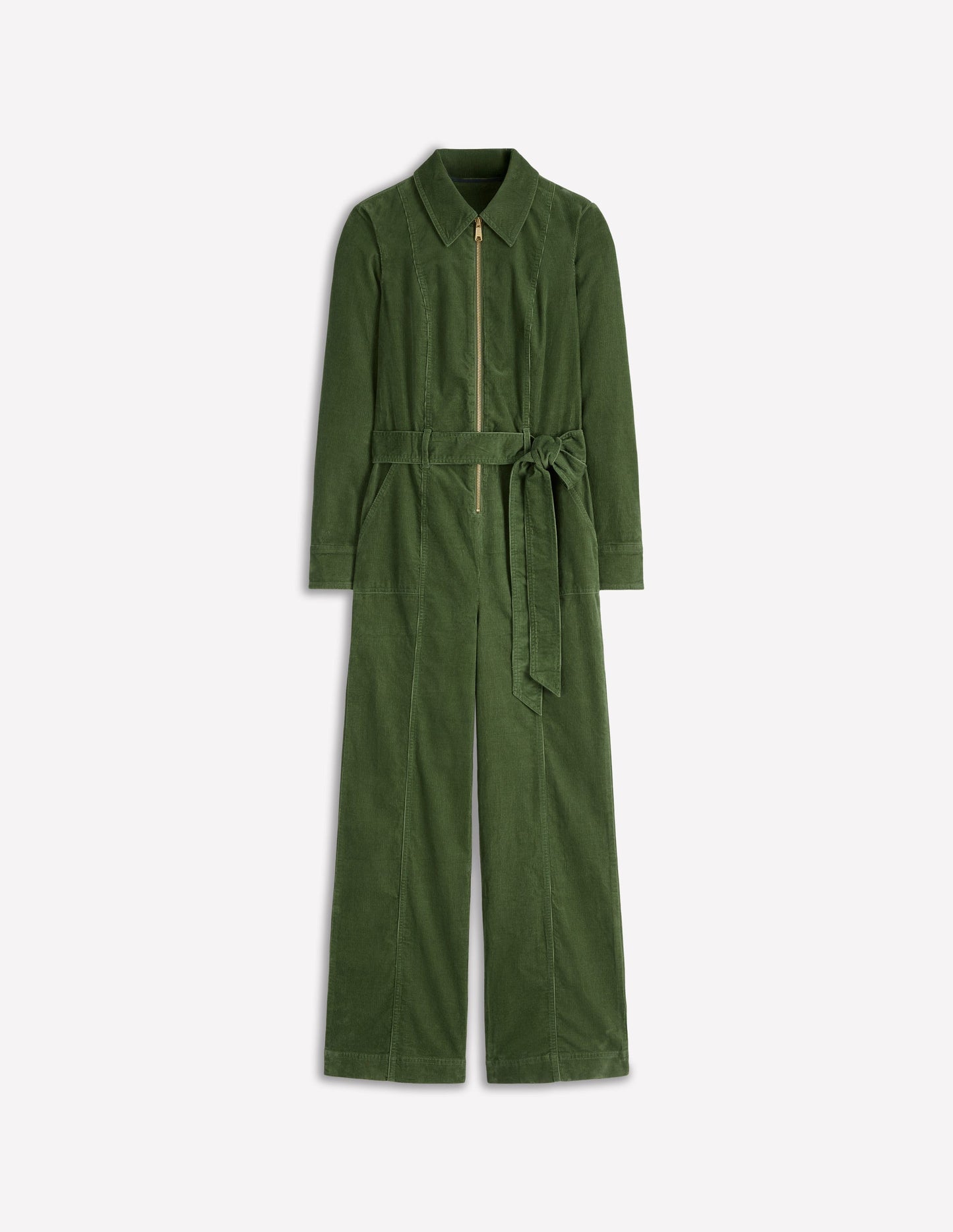 Zip Up Cord LS Jumpsuit-Fern