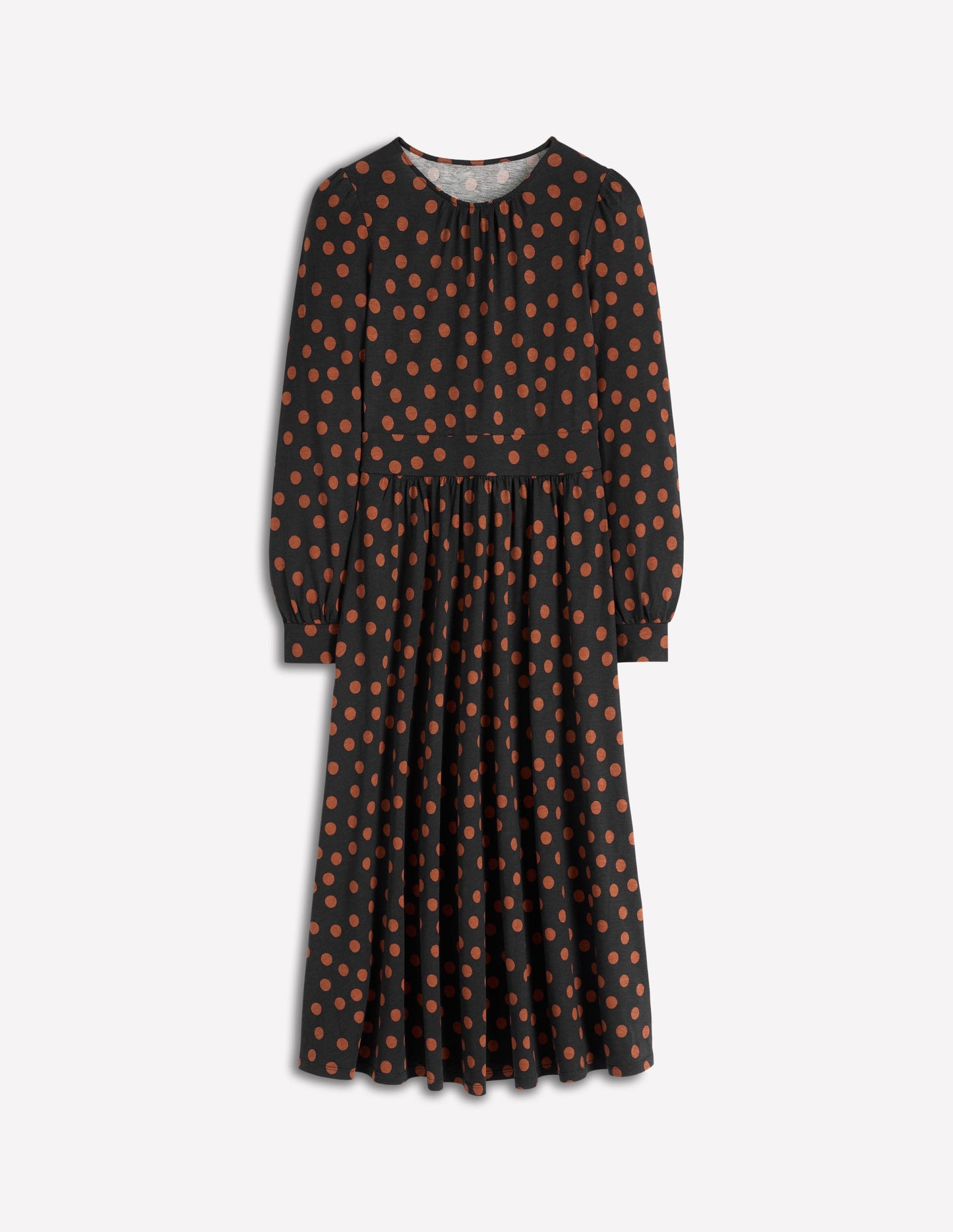 Alexandra Jersey Midi Dress-Black, Tortoise Shell Dot