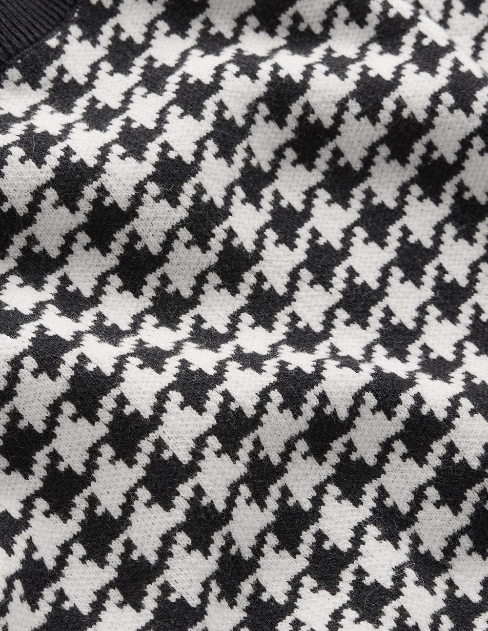 Maria Button Knitted Dress-Black and Ivory Dogstooth