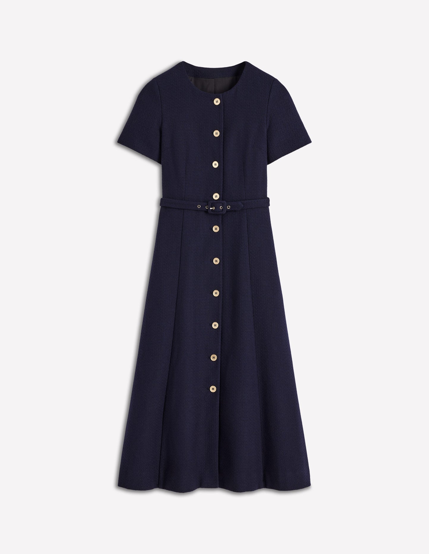 Charlotte Cotton Midi Dress-Navy