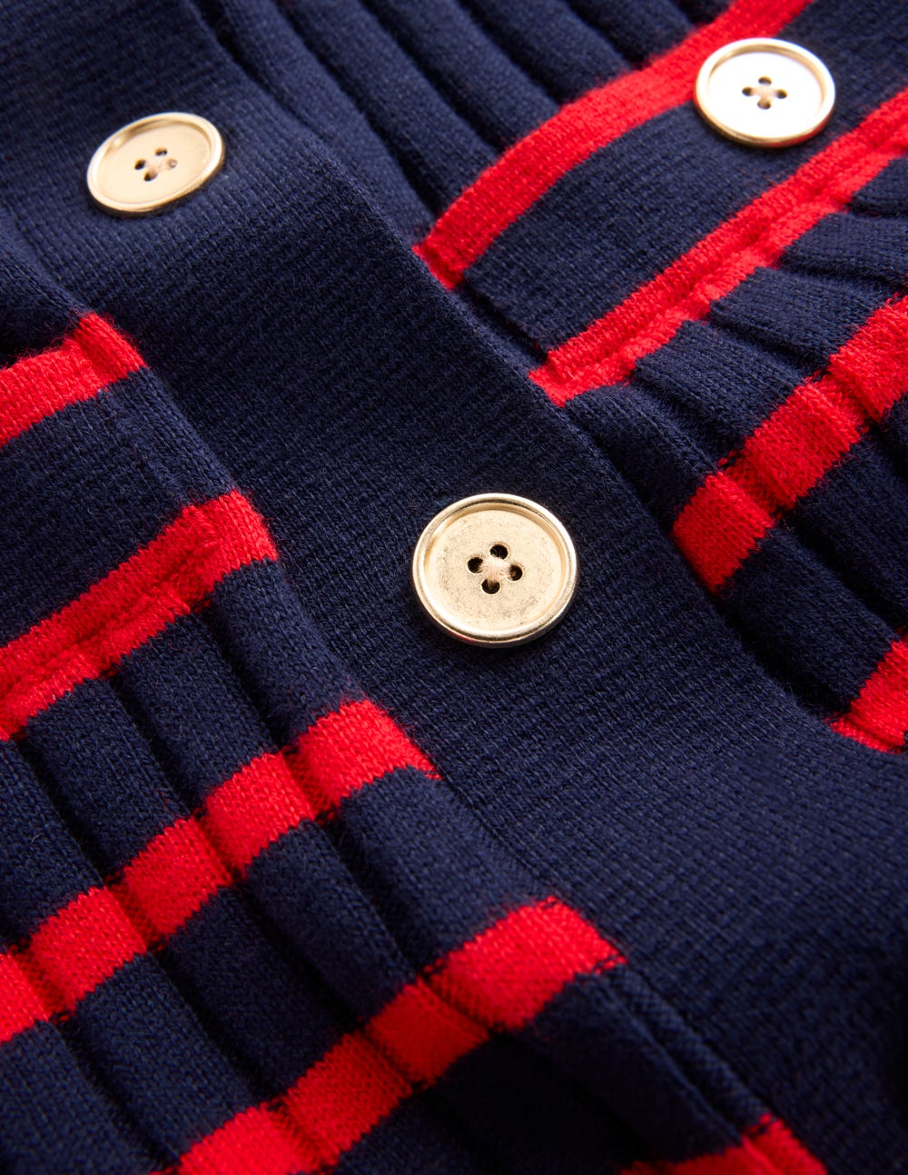 Brönte Knitted Rib Shirt Dress-Navy and Red Stripe