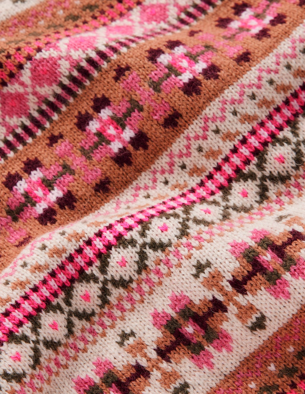 Edie Fair Isle Tank-Pink Heritage Fair Isle