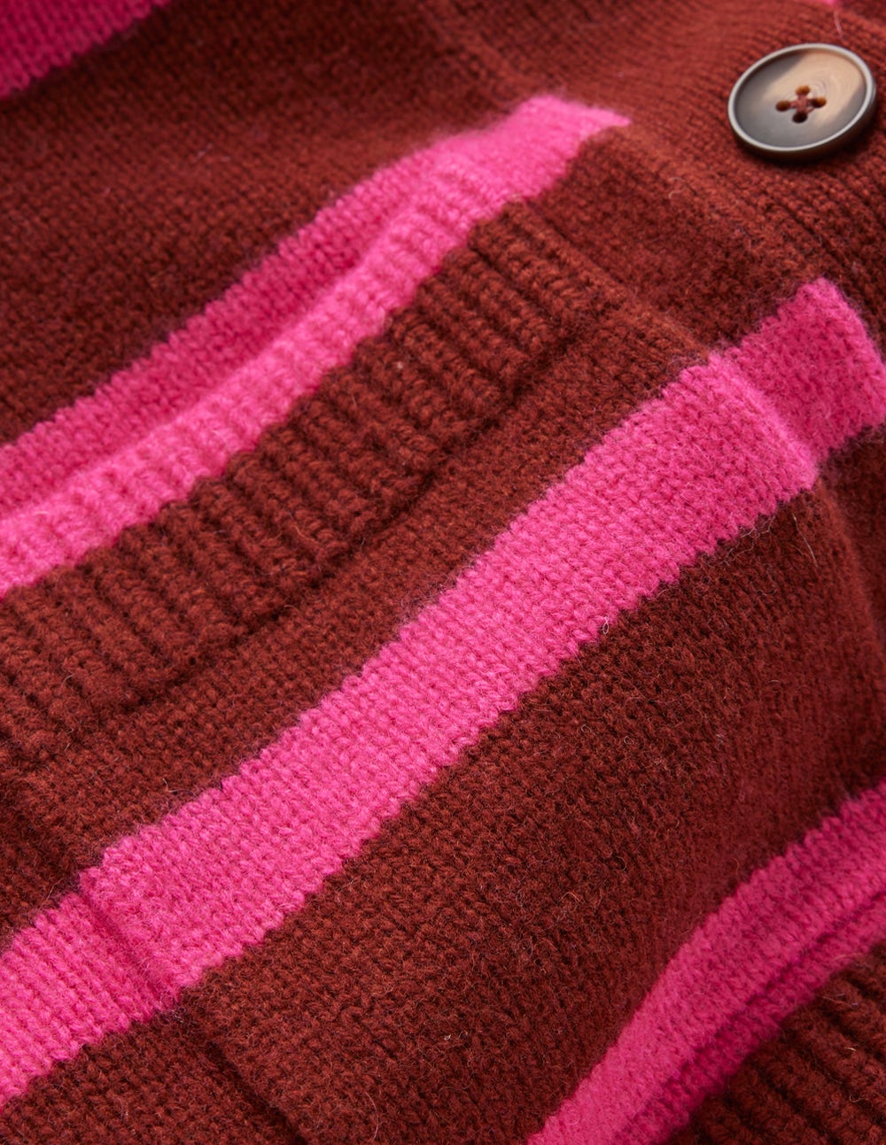 Marion Merino Cardigan-Raw Umber, Brilliant Pink