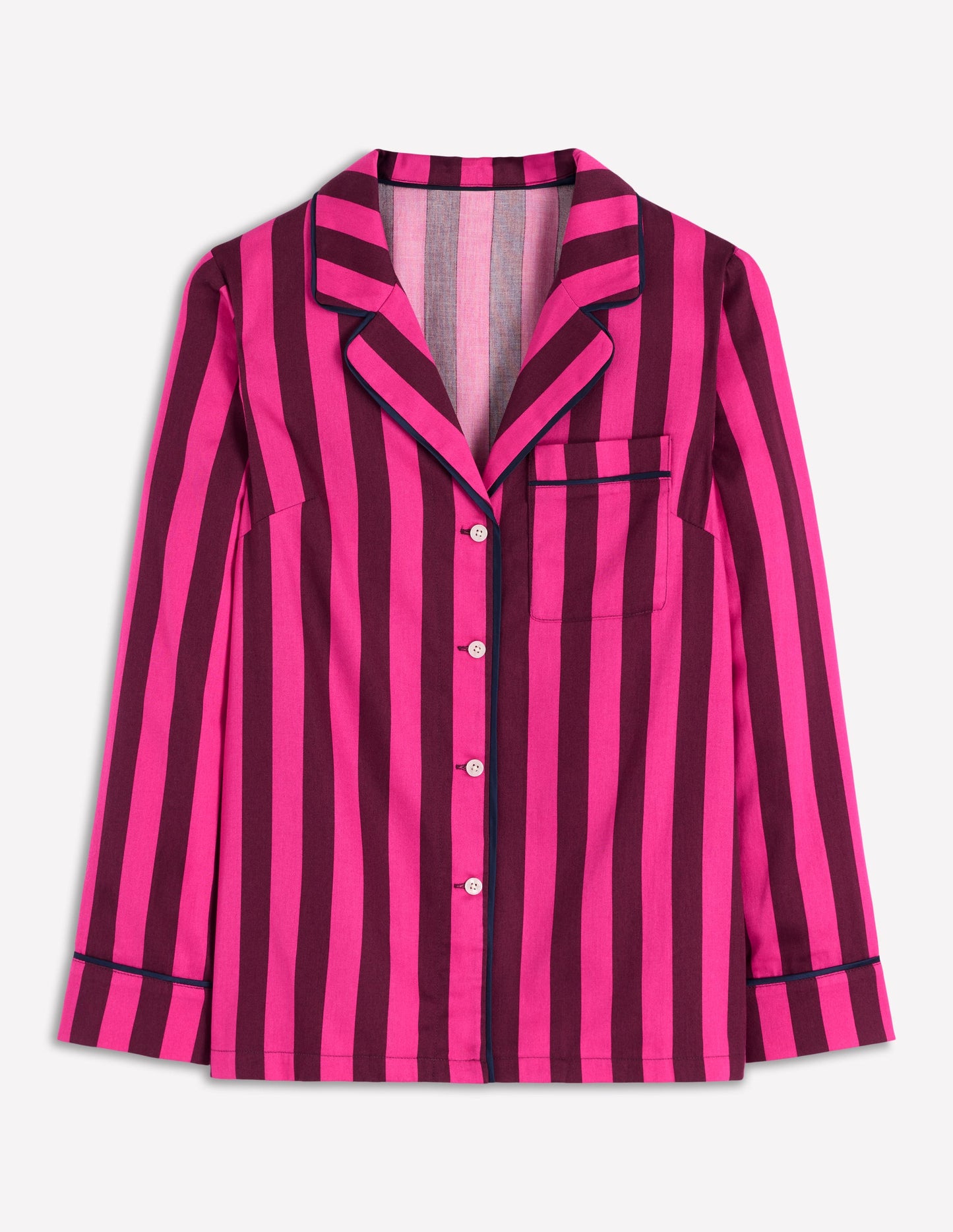 Cotton Pyjama Shirt-Pink Stripe