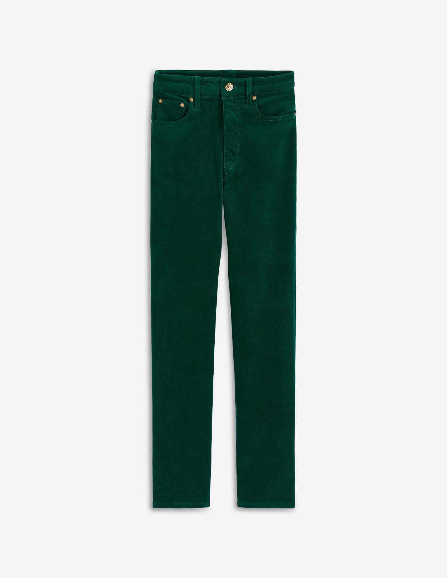 High Rise Cord Slim Jeans-Green