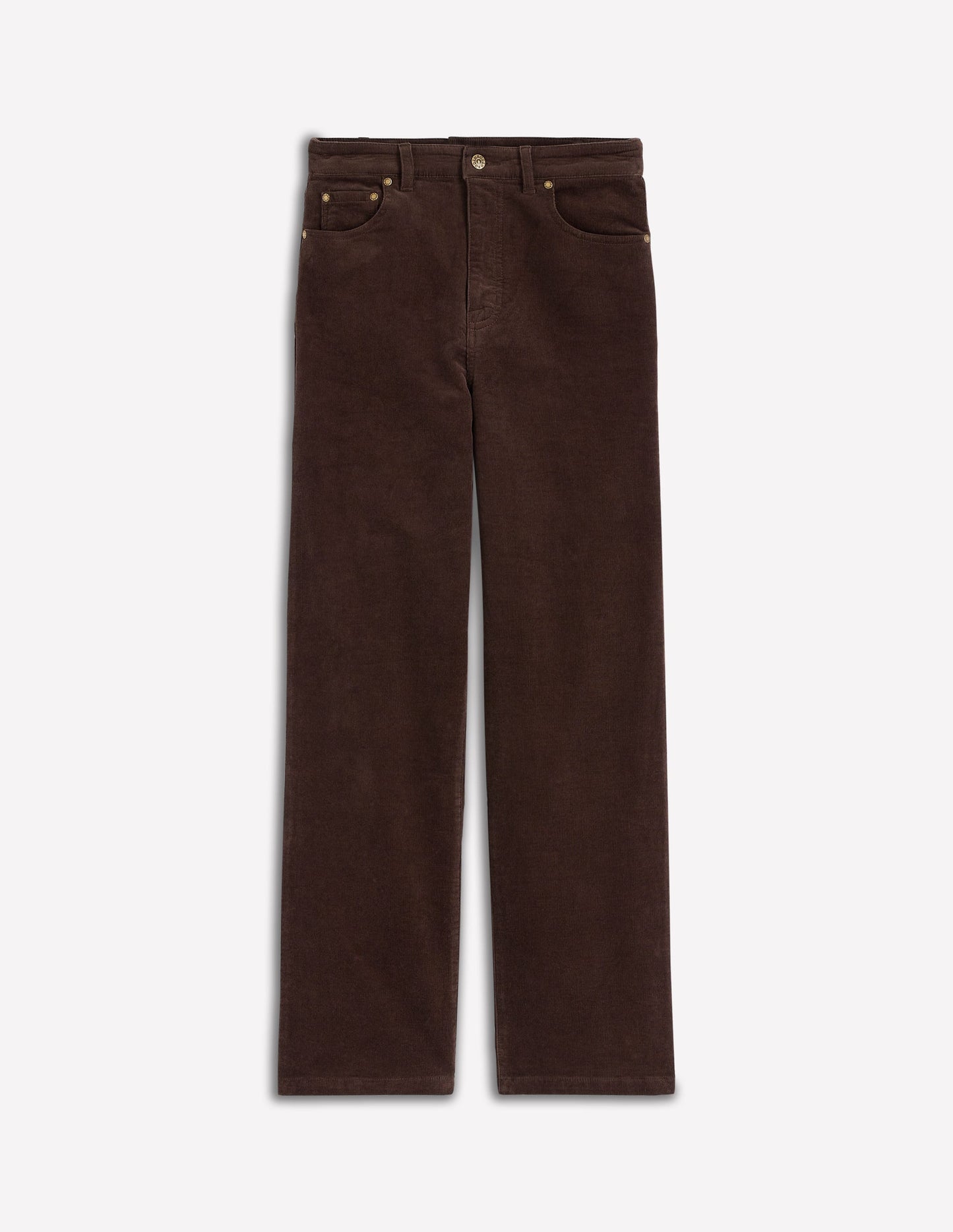 High Rise Cord Column Jeans-Espresso