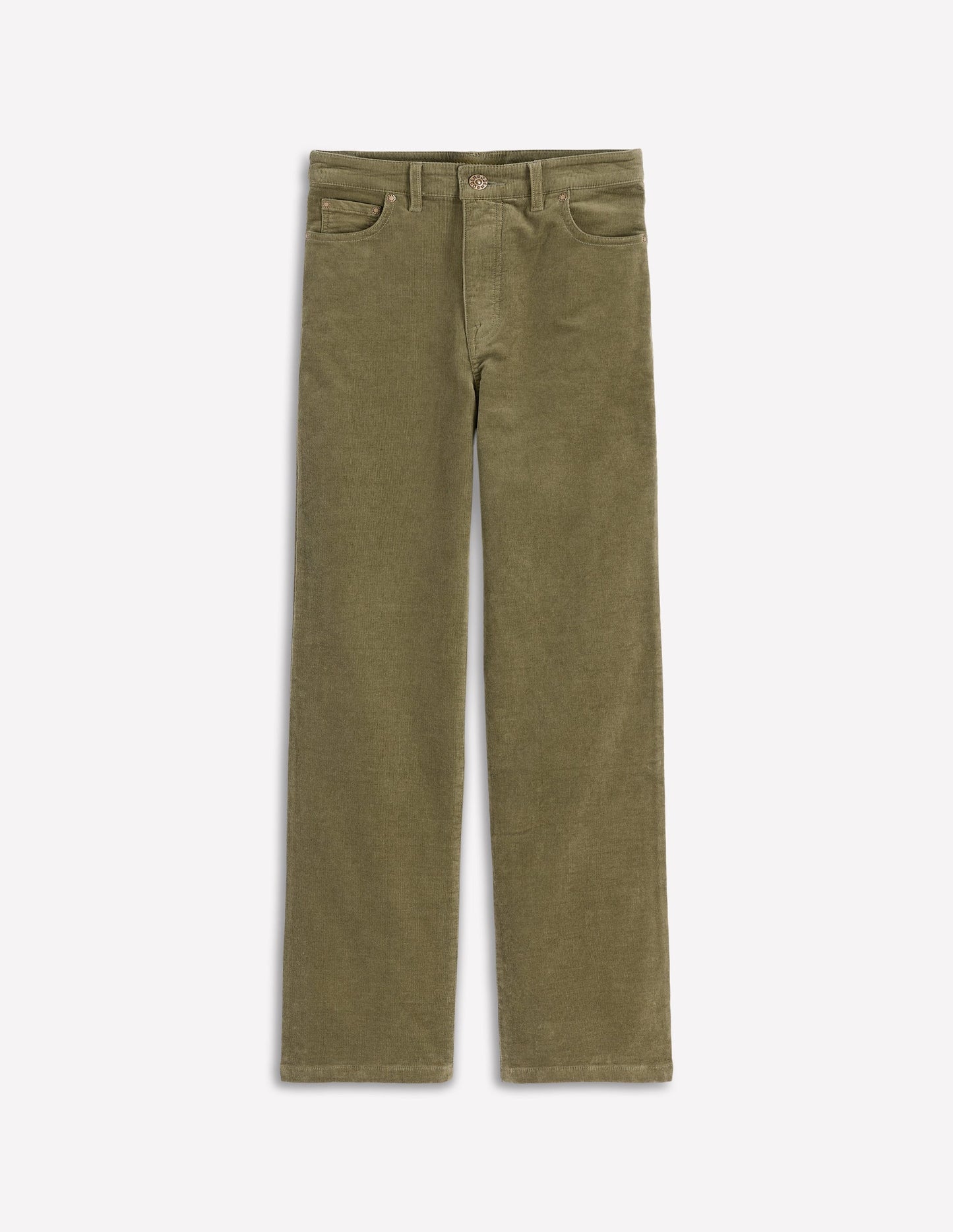 High Rise Cord Column Jeans-Green