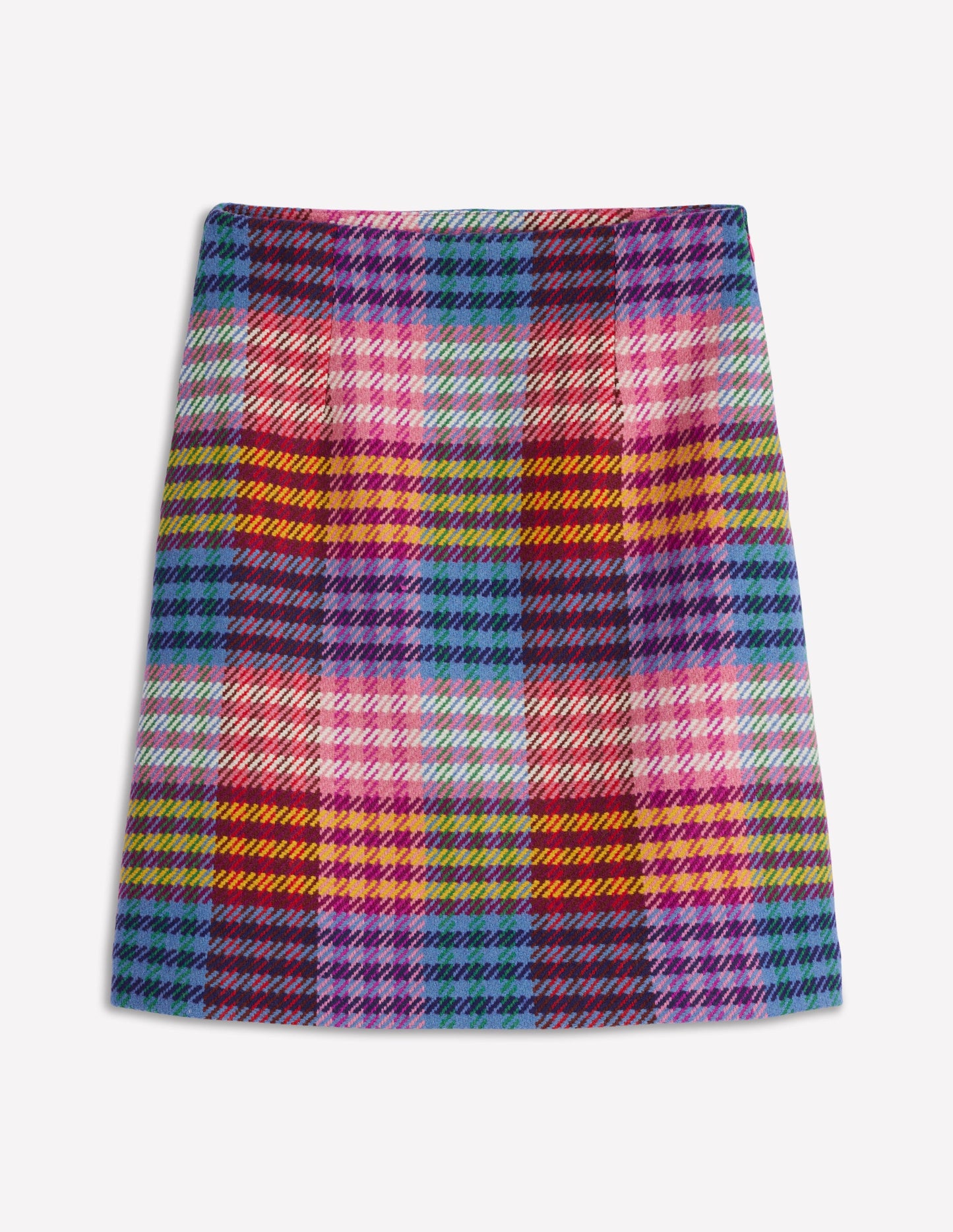 Wool A Line Mini Skirt-Rainbow Blanket MultiGingham