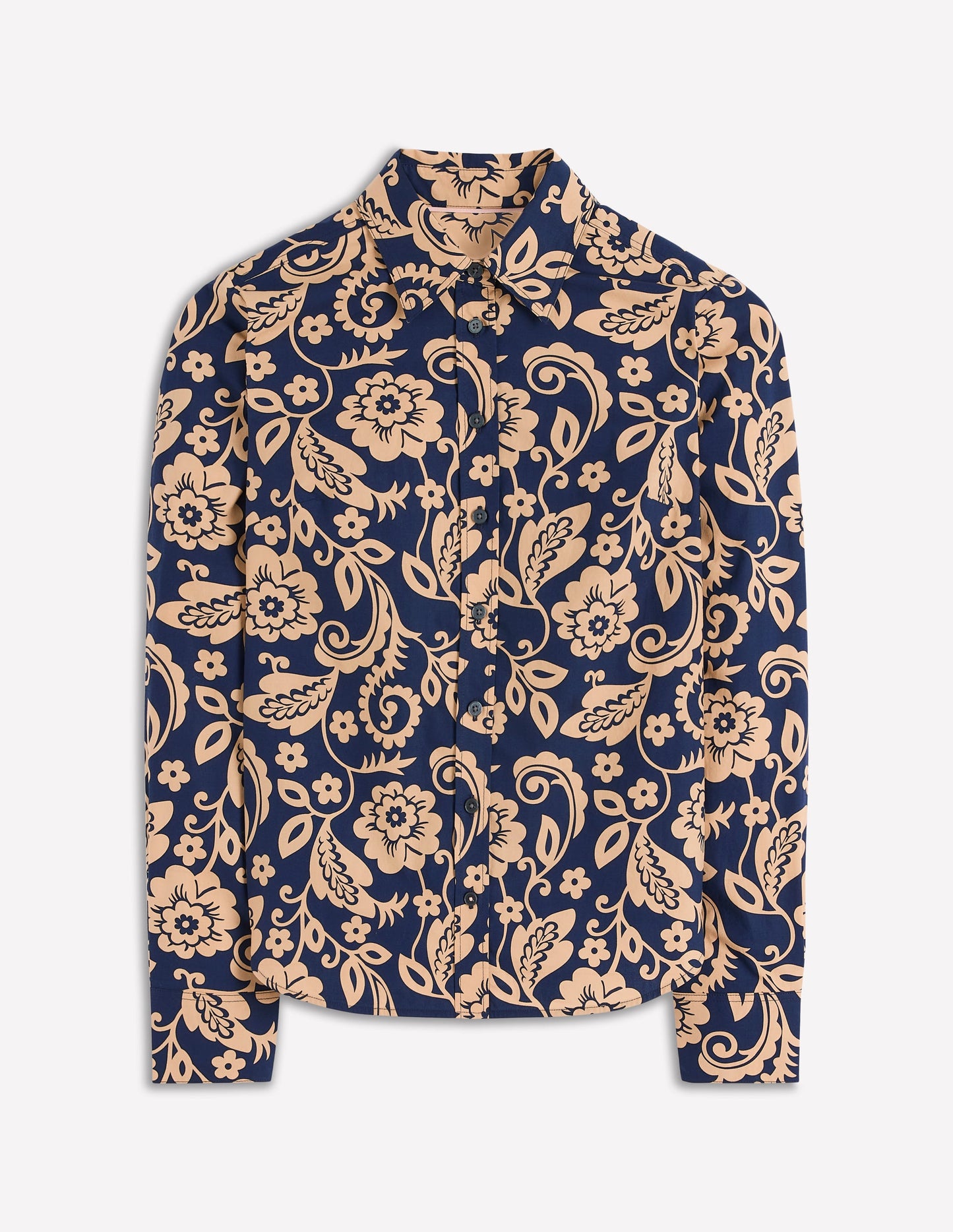 Sienna Cotton Shirt-French Navy, Ornate Flora