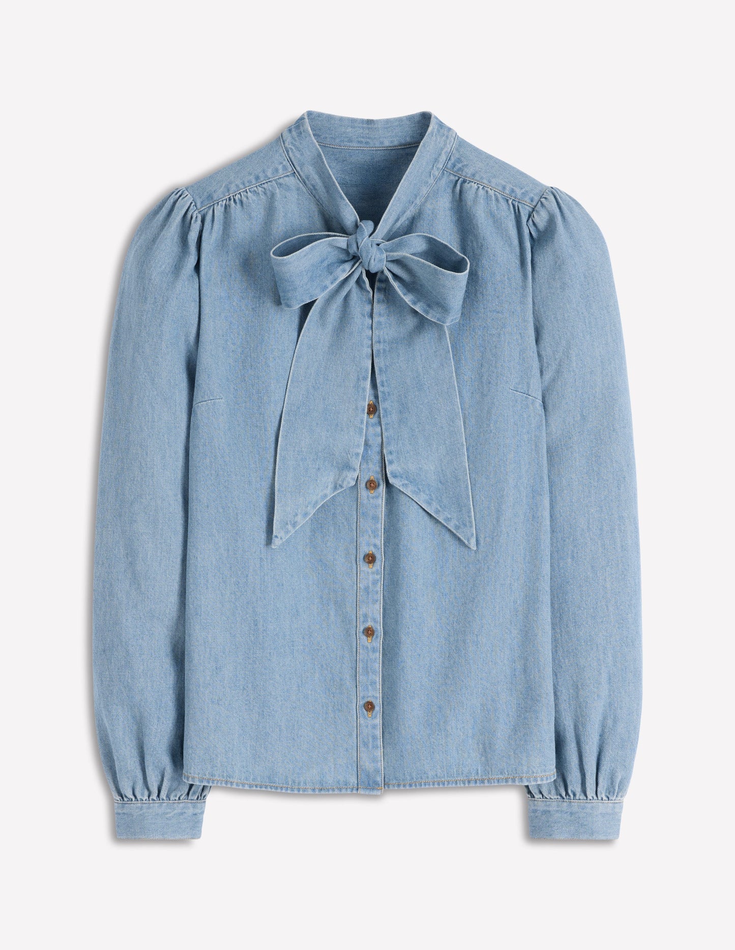 Tie Neck Denim Top-Light Authentic